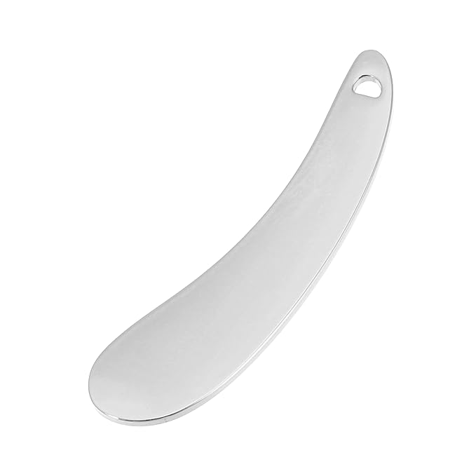 VOCOSTE 4 Pcs Makeup Spatula Mini Spoon, Eye Cream Massage Sticks Beauty Scoop, for Facial Cosmetic Face Cream, Zinc Alloy Moon Shape 2.13"x0.51", Silver Tone