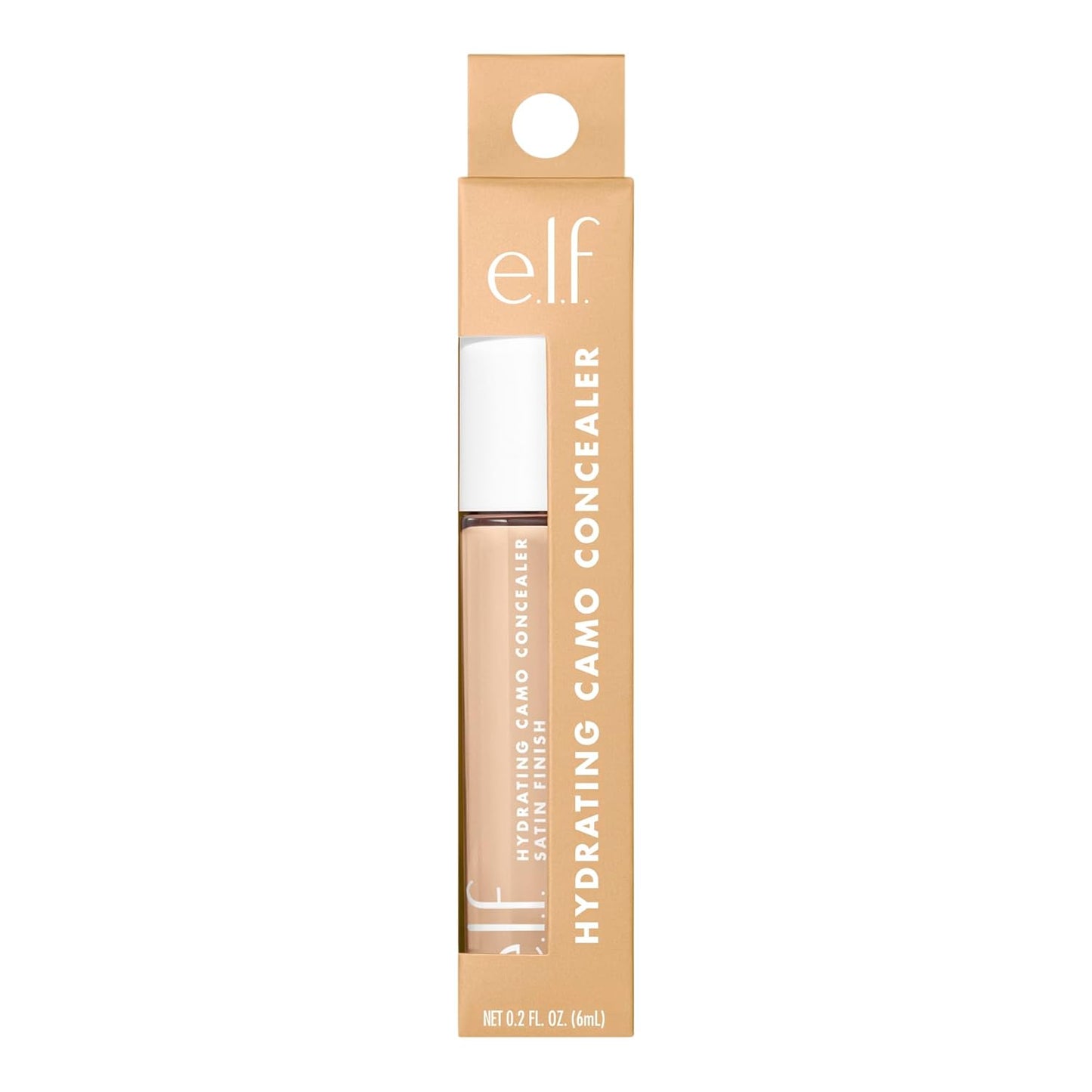 e.l.f. Hydrating Camo Concealer, Covers Blemishes & Under-Eye Circles, Full-Coverage & Delivers A Satin Finish, Vegan & Cruelty-Free, Medium Peach