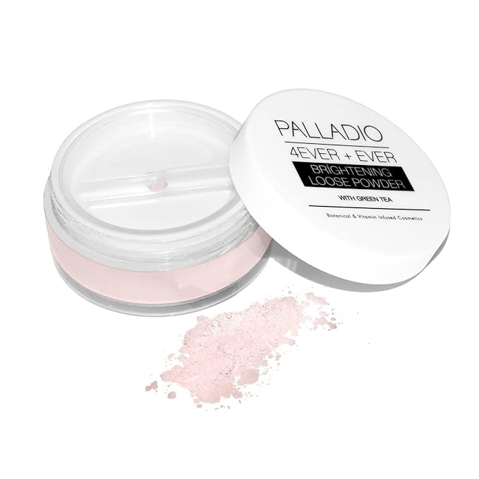 Palladio 4 Ever+Ever Mattifying Loose Setting Powder, Brighten Dark Circles, Lightens, and Creates a Look Of Luminosity, Soft, Radiant Finish All Day Wear, (Brightening Powder)