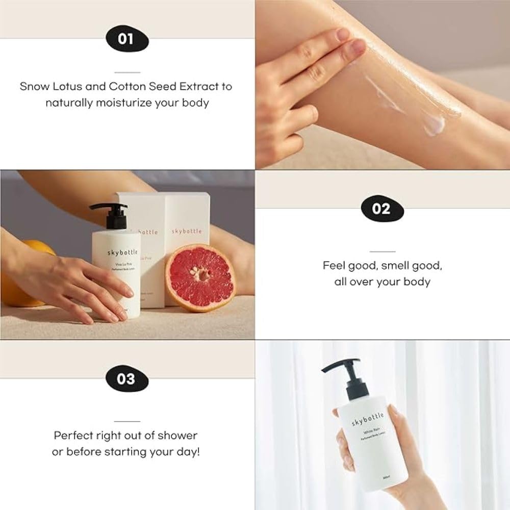 skybottle Perfumed Body Lotion with Pump, Fast Absorbing, Korean Skin Care, Ylang Ylang, Jasmine, Musk Scented Lotion for Women & Men, 10.1 Fl. Oz