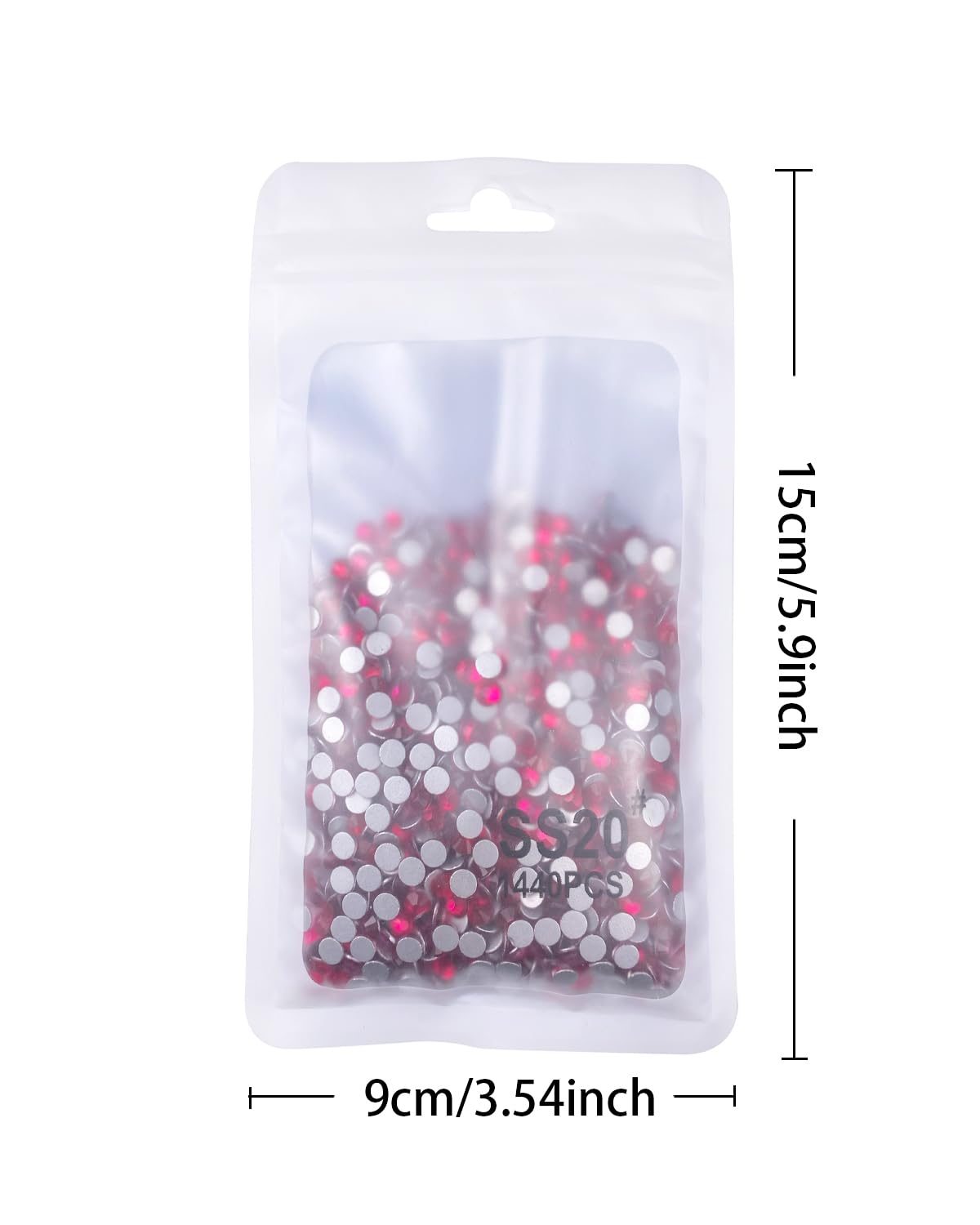Flatback Glass Rhinestones,Bedazzler Gems 1440pcs Non Hotfix Crystal Rhinestones for Nail Charms Crafts Clothes Tumblers,Dk. Hot Pink,SS20