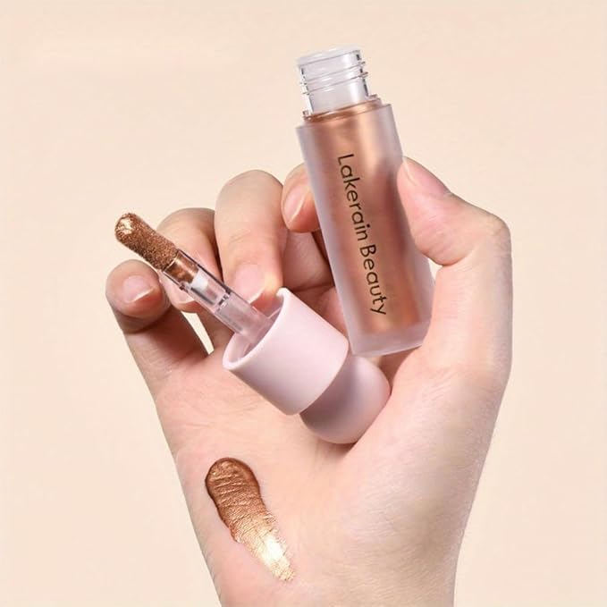 Liquid Highlighter, Contour Stick Makeup Highlighter for Face, Waterproof Luminous Lotion, Silky Smooth Glitter Highlighter Makeup Stick, Multi-Use Body Shimmer Liquid Bronzer 04# CANDLELICHT