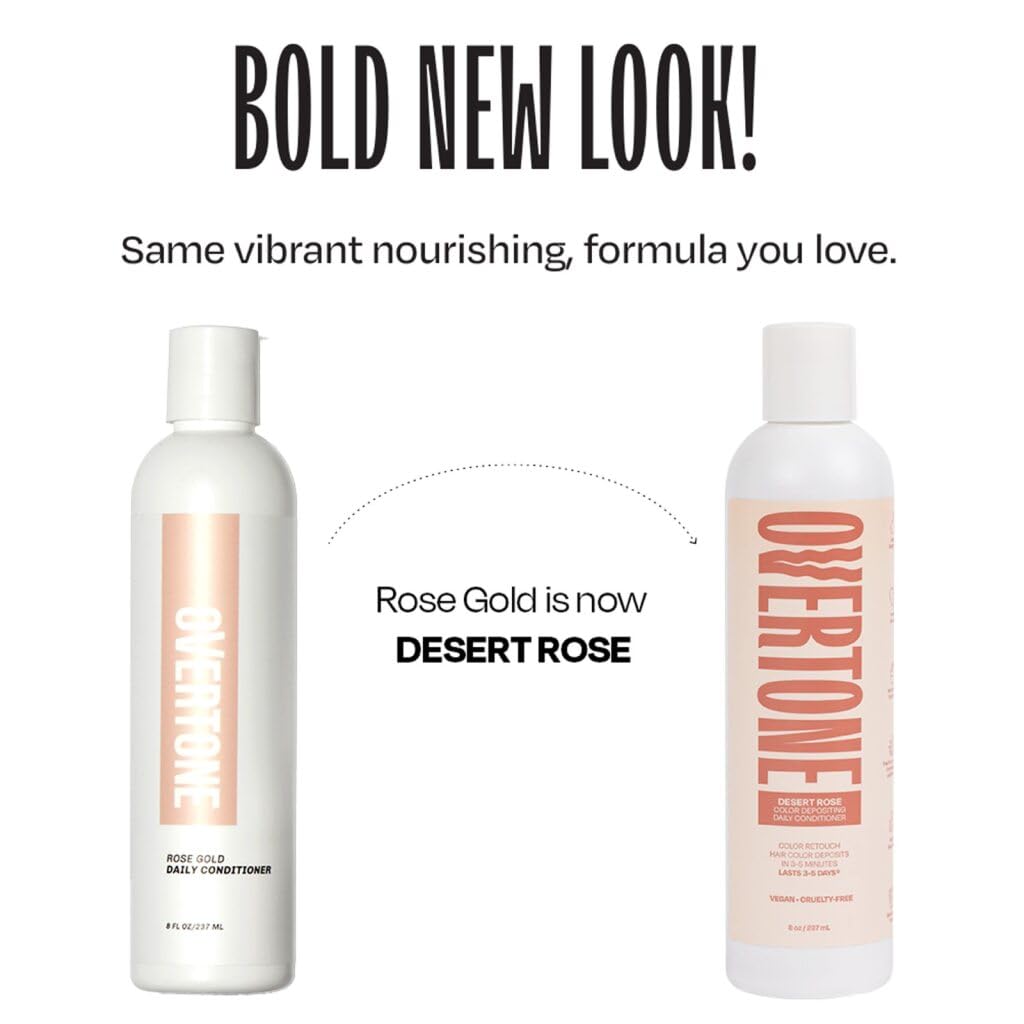 Overtone Daily Color Depositing Conditioner: 8oz Temporary Coloring Conditioner w/Shea Butter & Coconut Oil, Refresh Color & Prevent Fading, Vegan & Cruelty-Free, Rose Gold is Desert Rose