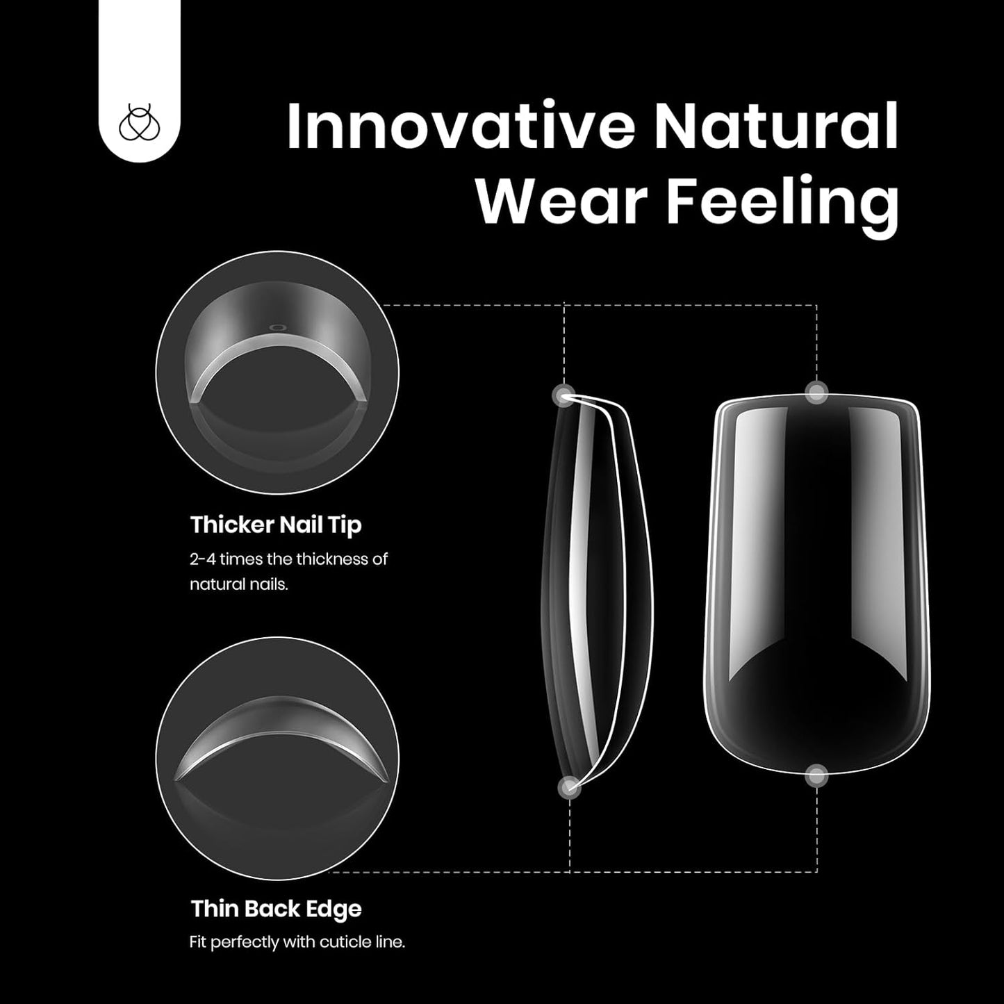 Beetles Gel Nail Tips XS Short Square Nail Tips, 12 Sizes 288 PCS Pre-Shaped Clear Full Cover False Nails Clear Acrylic Nails Glue on Nails for Girls Women Nail Art Design,Nail Glue Needed