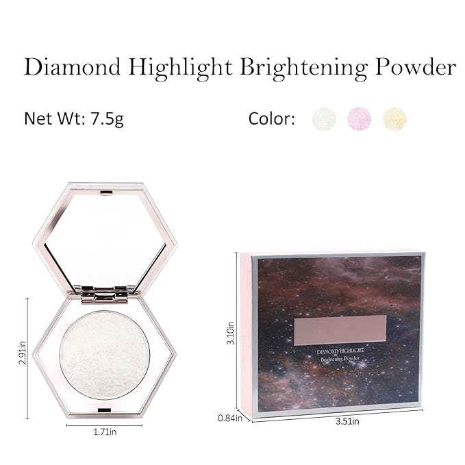 Erinde White Silver Face Highlighter Makeup Palette, Shimmer Glitter Highlighter Powder for Face Body, Natural Glossy Highlight Makeup Illuminator Highlighter Palette, Long-Lasting, Lightweight, 01#