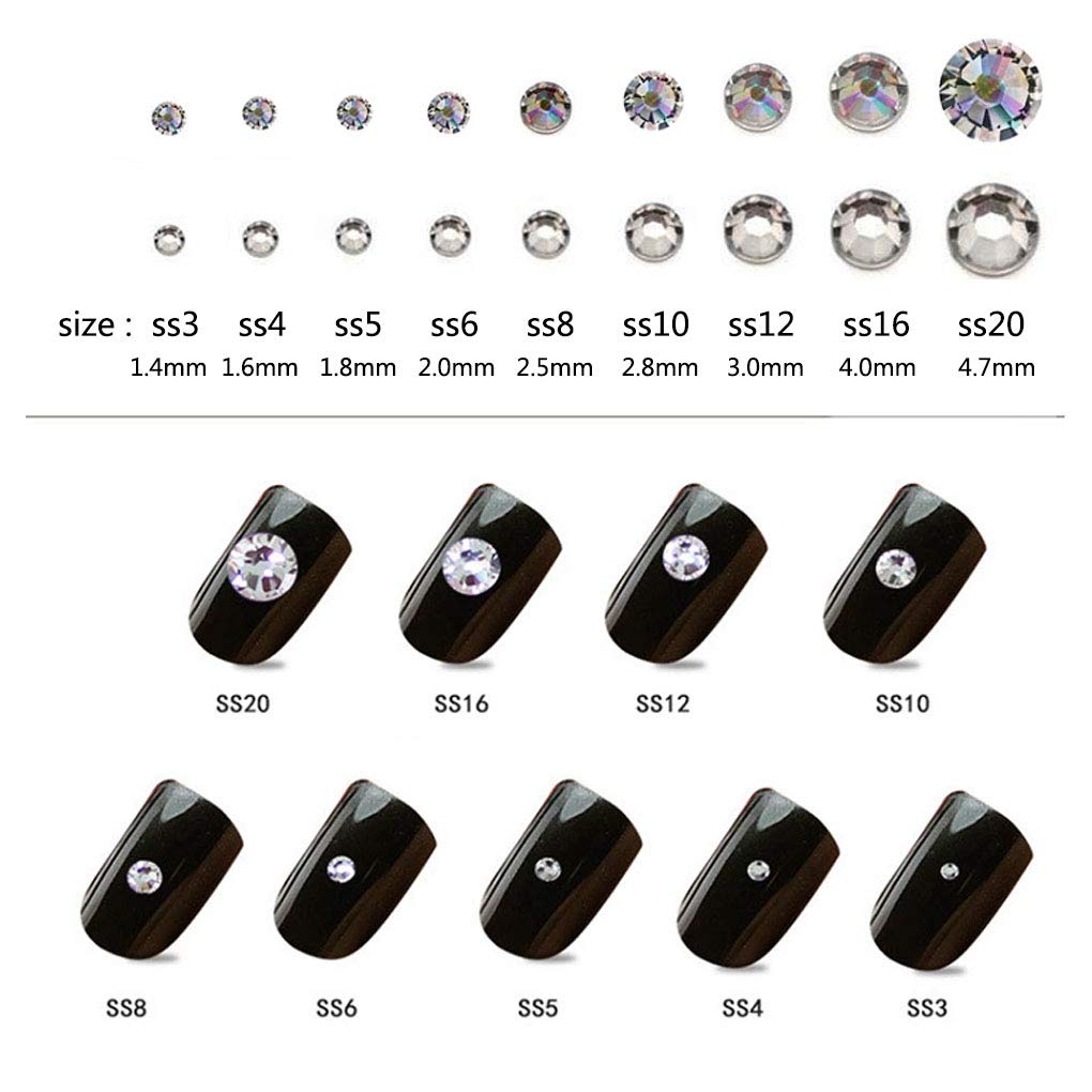 Rhinestones flat back gems round DIY decorative Nail Face and apparel accessories ss3-20 mix size(1440pcs ghost light)