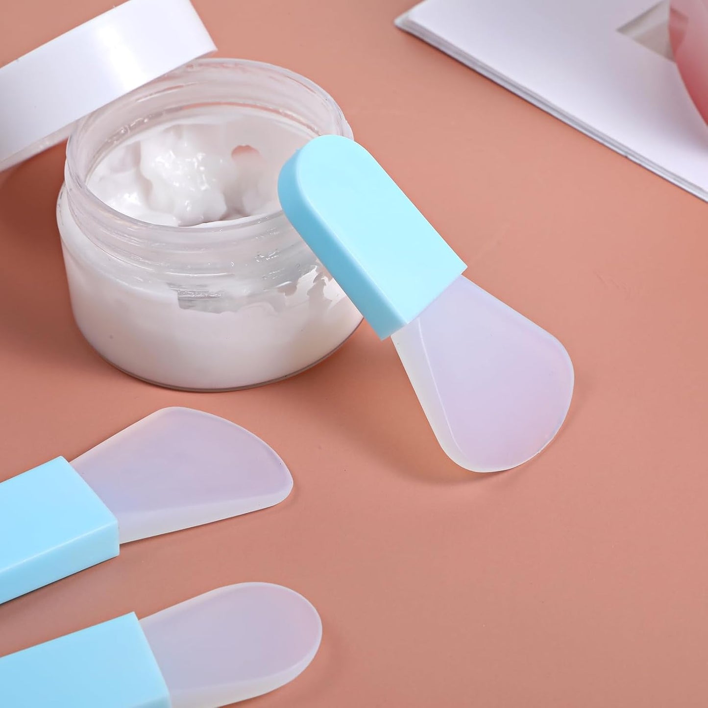 5 PCS Silicone Face Mask Applicator, Mini Makeup Spatula Portable Beauty Tools Set for Facial Mud, Cosmetic Mask, Facial Clay, Eye Cream, Body Lotion, Body Butter, Serum, Blue