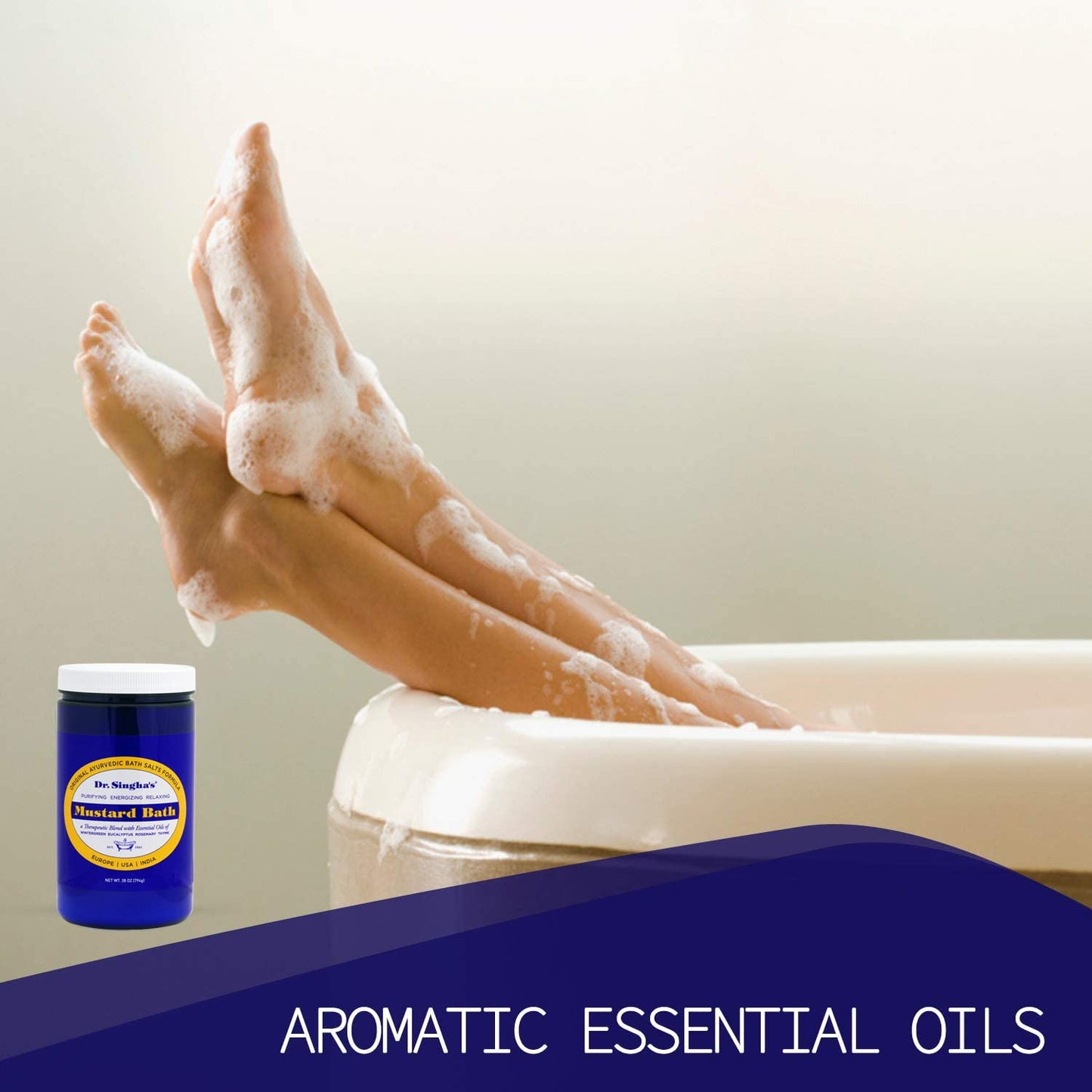 Dr. Singha’s Mustard Bath – Therapeutic Bath Salts for Relaxation, Soothing Comfort & Refreshing Aroma – 28 oz Aromatherapy Soak with Mustard Seed & Essential Oils - Bathing Alternative to Epsom Salt