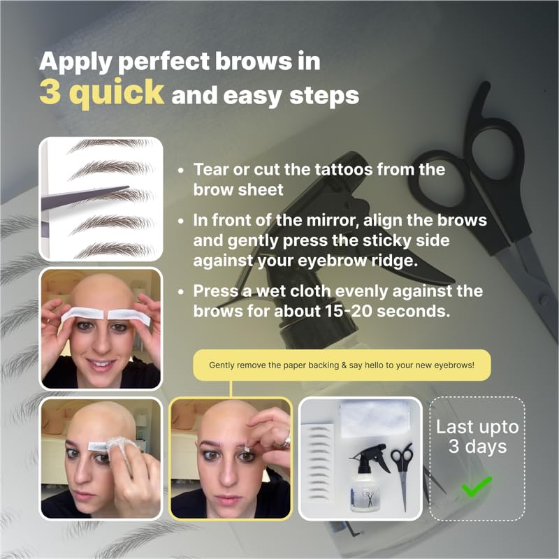 30 Pairs Dark Brown Temporary Eyebrow Tattoos, Waterproof and Smudge-Proof Dark Everyday Style Realistic Eyebrow Stickers for Men & Women, Easy to Apply, Won't Work on Existing Brows