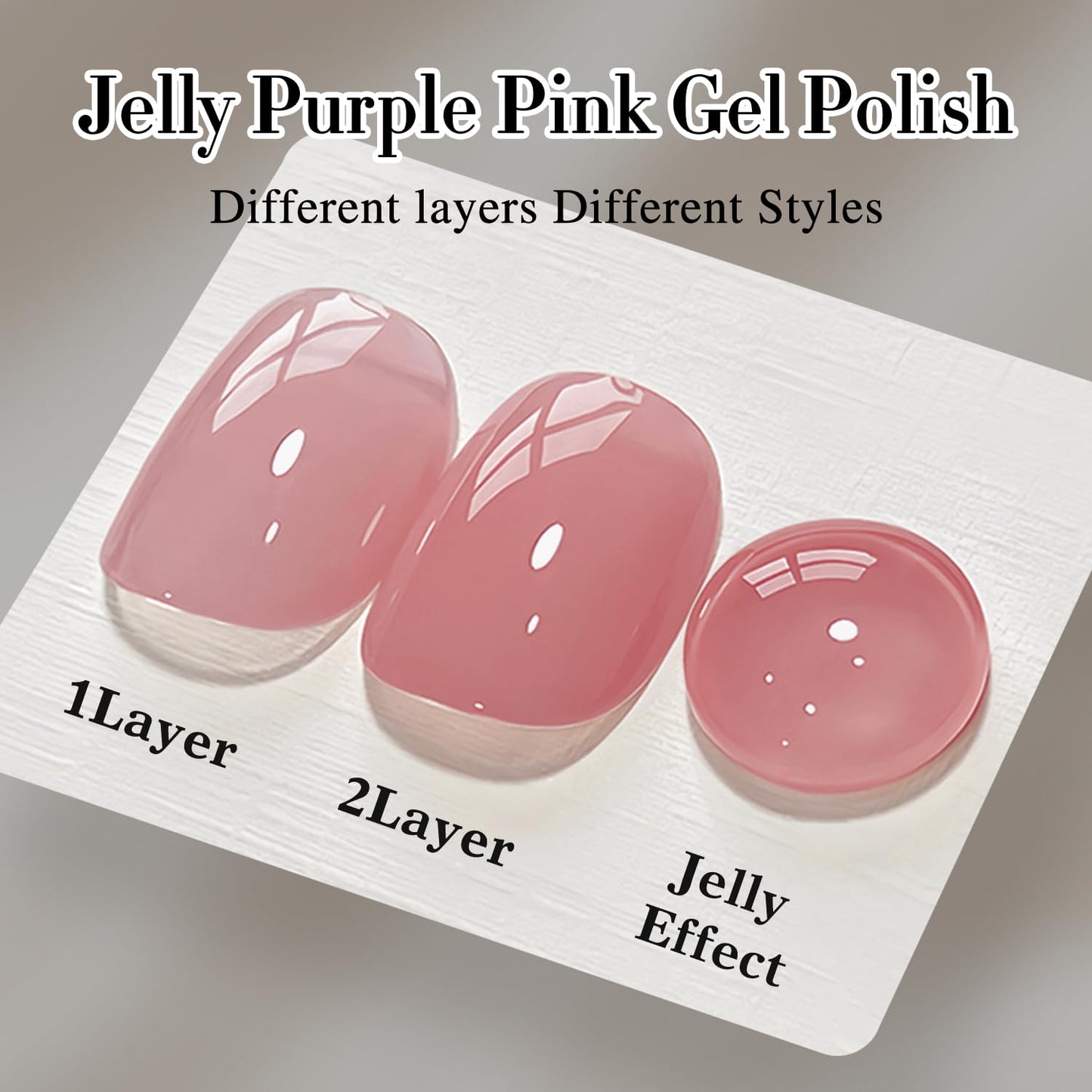 Double Rhythm 0.50 OZ Translucent Gel Polish Same Color Same Bottle Sheer Pastel Neutral Natural Milky 15 ML Jelly UV Nail Art DIY at Home (Pale Purple Pink-A1495)