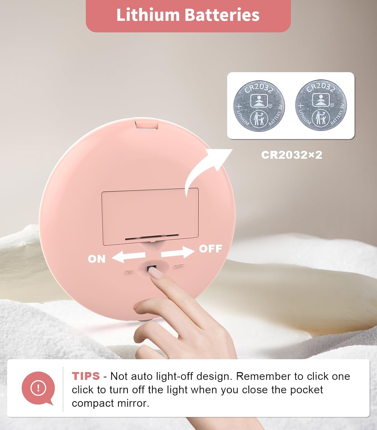 WOBSION Travel Compact Mirror,Portable 1x/10x LED Makeup Mirror with Magnification,Handheld 2-Sided Pocket Mirror, 3.5in Small Mirror for Purse,Handbag,Gift,Cyan&Pink,2 Pack