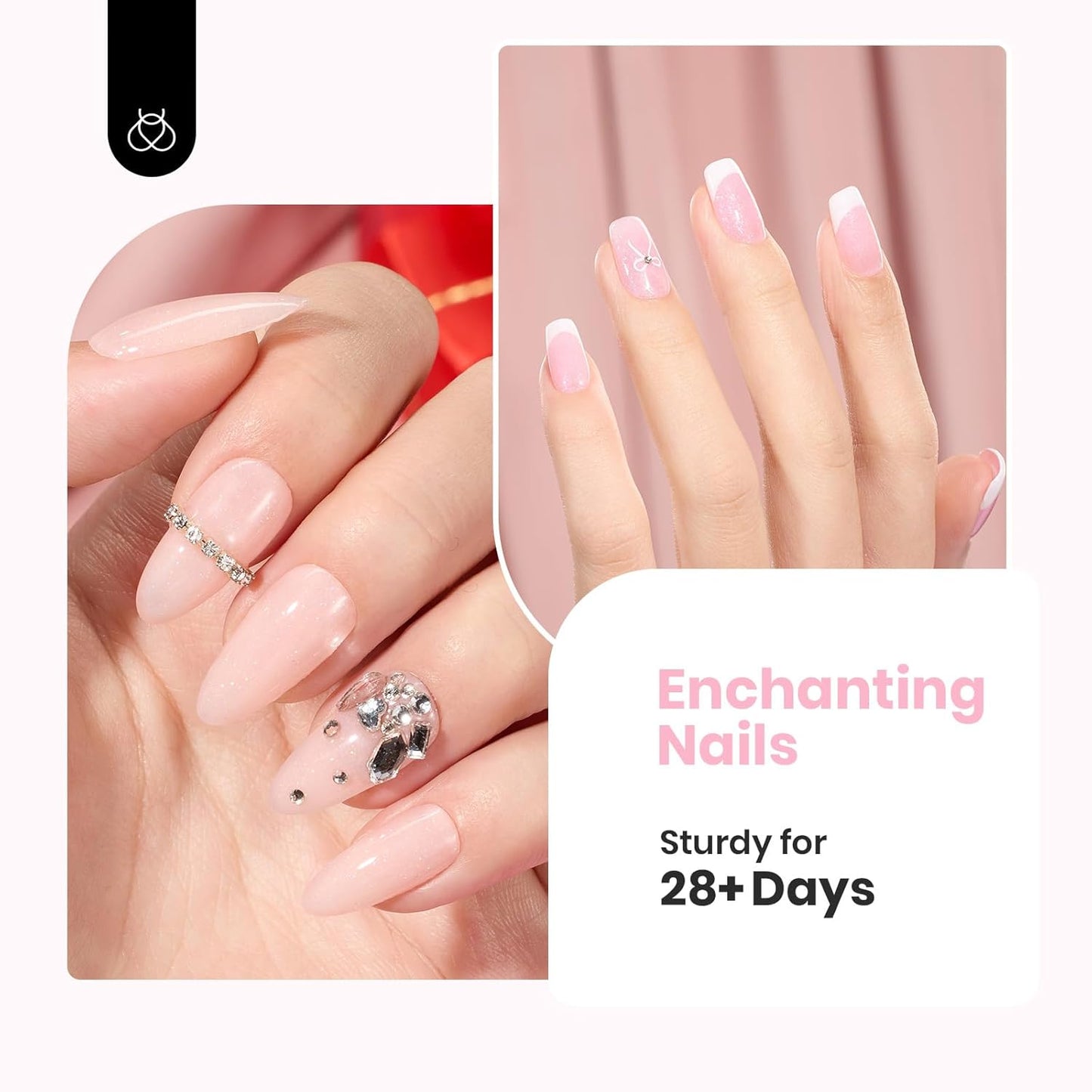 Beetles Rubber Base Color Gel Nail Polish Set 6 Colors Glitter Nude Pink Color Base 5 in 1 White Gel Polish Strengthener for Thin Nails Soak Off U V Nail Art DIY Gift for Women