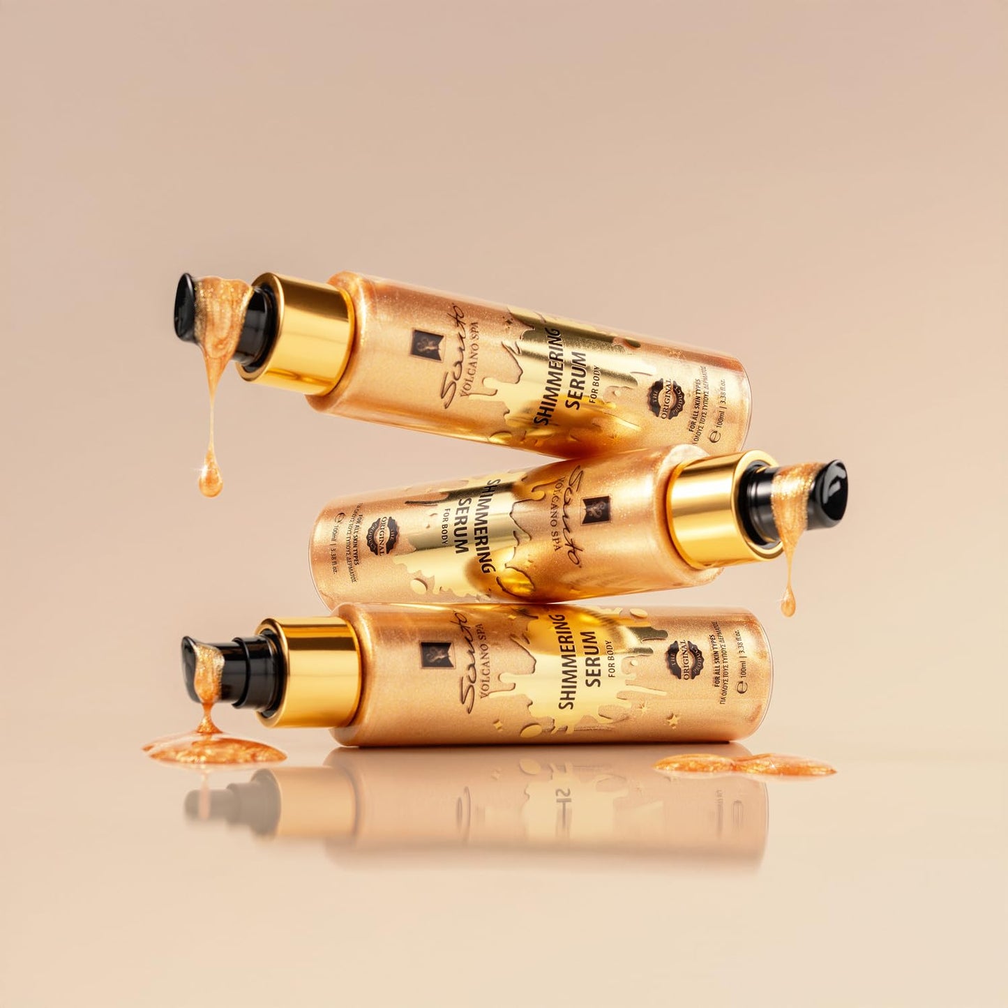 Olive Spa Body Shimmer Oil 100ml โ Hydrating Glow Enhancer Glitter Body Oil with Micro Pearls โ Fast Absorbing Shimmer for Moisturizing, Illuminating and Shine