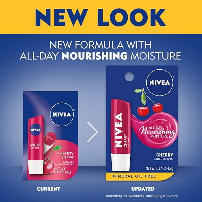 NIVEA Cherry Lip Care - Tinted Red for Beautiful, Moisturized Lips - .17 oz. Stick (Pack of 6)