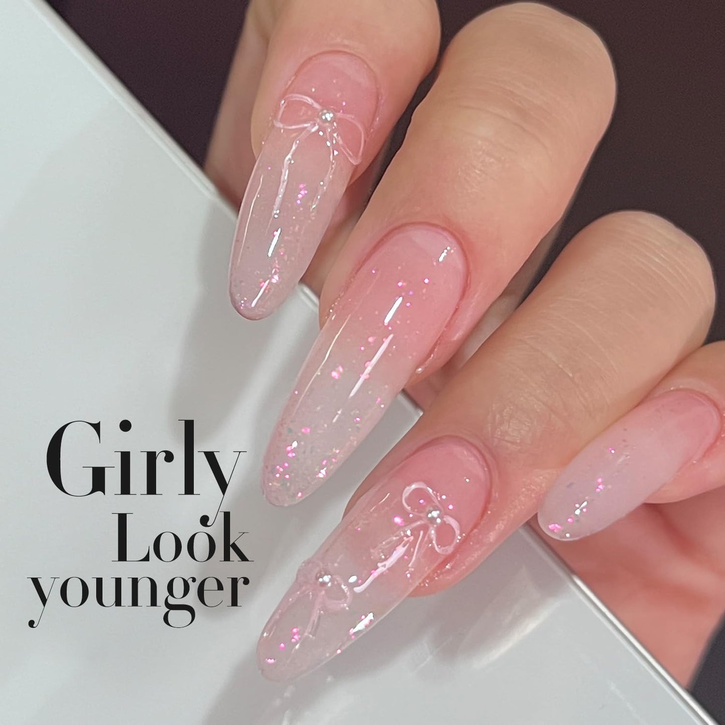 Double Rhythm Gel Polish Translucent Sheer Neutral Natural Light Milky Same Color Same Bottle 15ML Jelly Polish Art DIY at Home (Milky Pink Glitter-A1379)