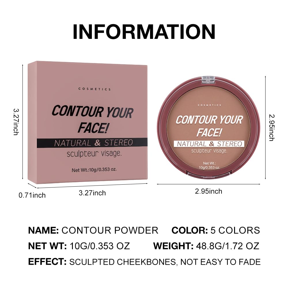 Natural Matte Light Brown Cream Contour Palette – Lightweight, Blendable Monochrome Powder, Base for All Skin Tones, Face Makeup for Women & Men, Vegan & Cruelty-Free, Paleta de Contorno en Crema Mate