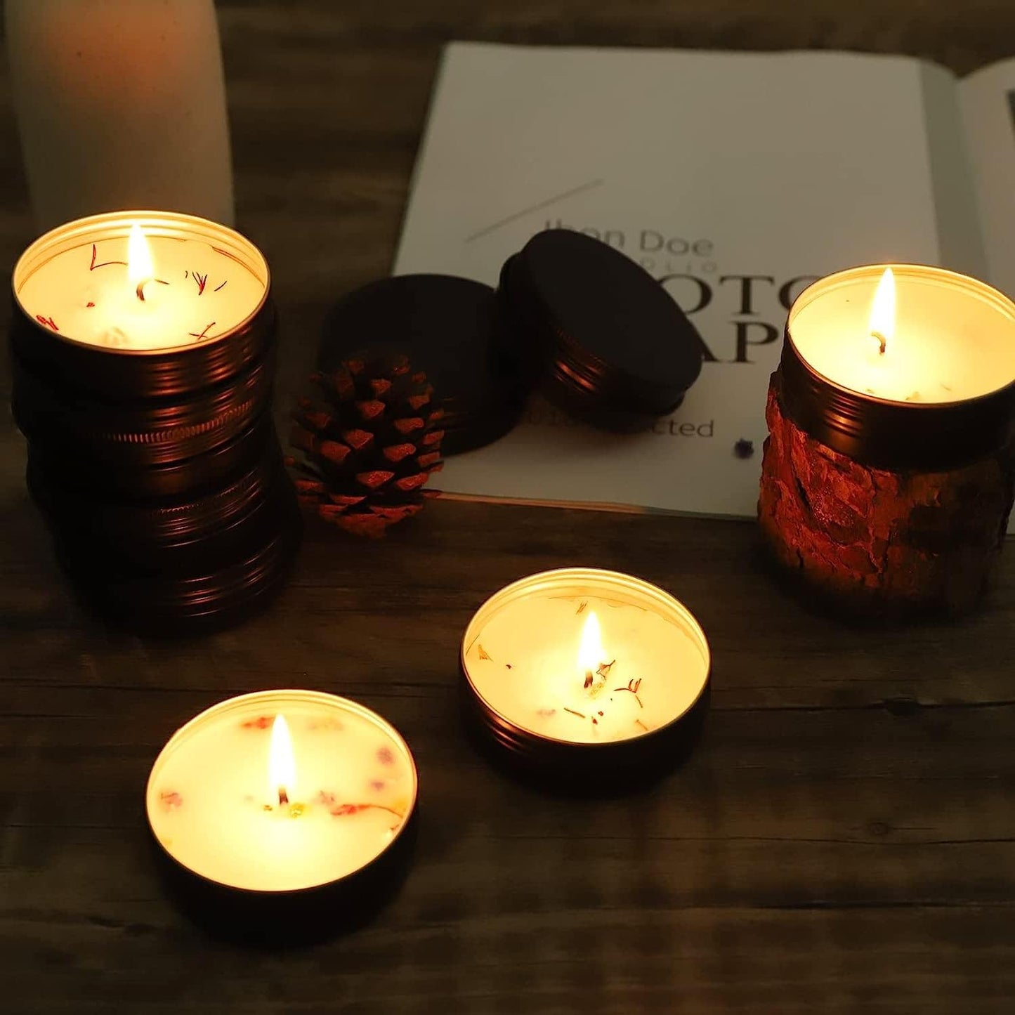 96 Pack Round Cans with Screw Lid 2 Oz Aluminum Metal Tins DIY Food Candle Containers for Lotion Bars, Balms, Salve, Spices, Beard Balm, Crafts with 4 Markers 3 Sheets Label Stickers (Black)