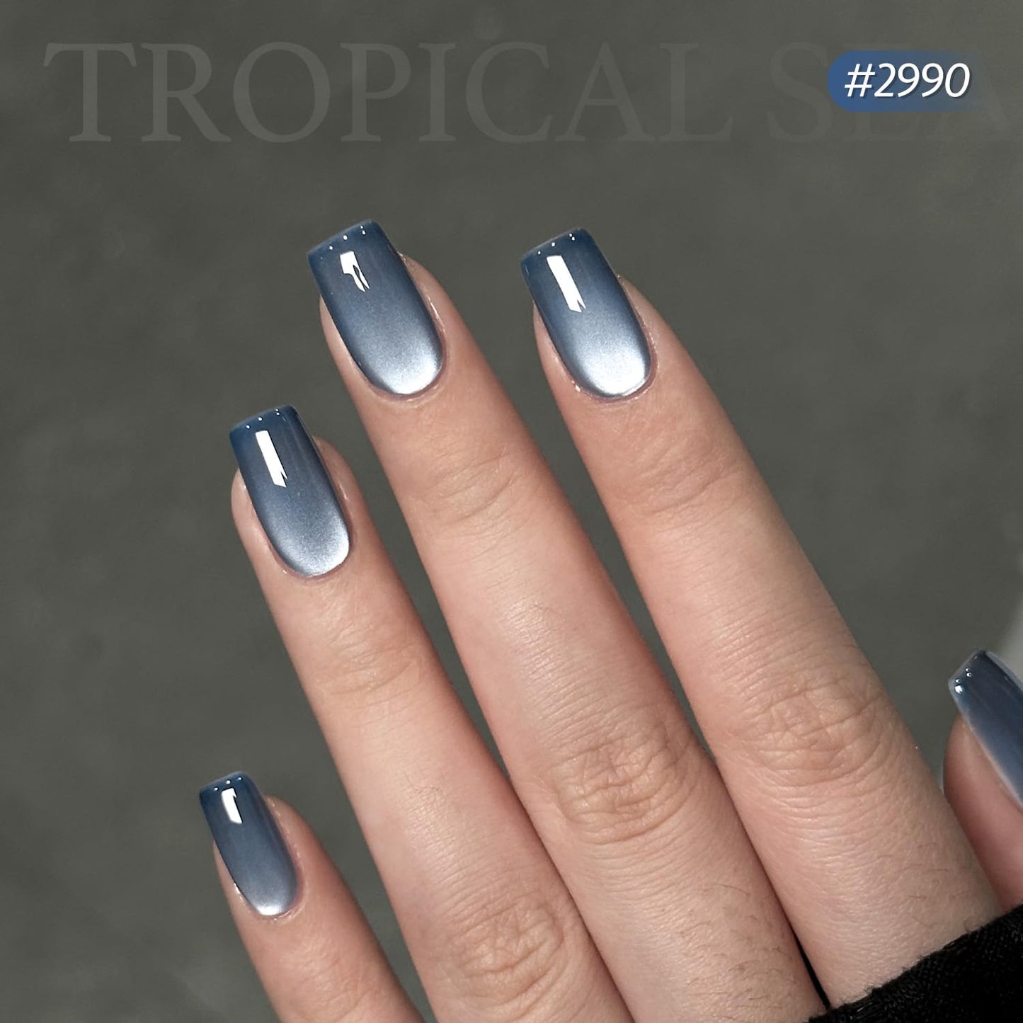 GAOY Blue Cat Eye Gel Nail Polish Set with Magnet for Glitter Holographic Cat Eye, Salon UV Gel Manicure and Nail Art DIY at Home, Tropical Sea