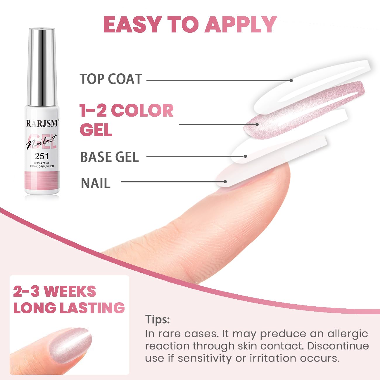 RARJSM Pearl Pink Nail Art Gel Liner Pearlescent Shell Glitter Swirl Effect Gel Nail Polish 8ml Build in Thin Brush Painted Drawing Striper Gelpolish Soak off Curing Requires for Home Salon Design