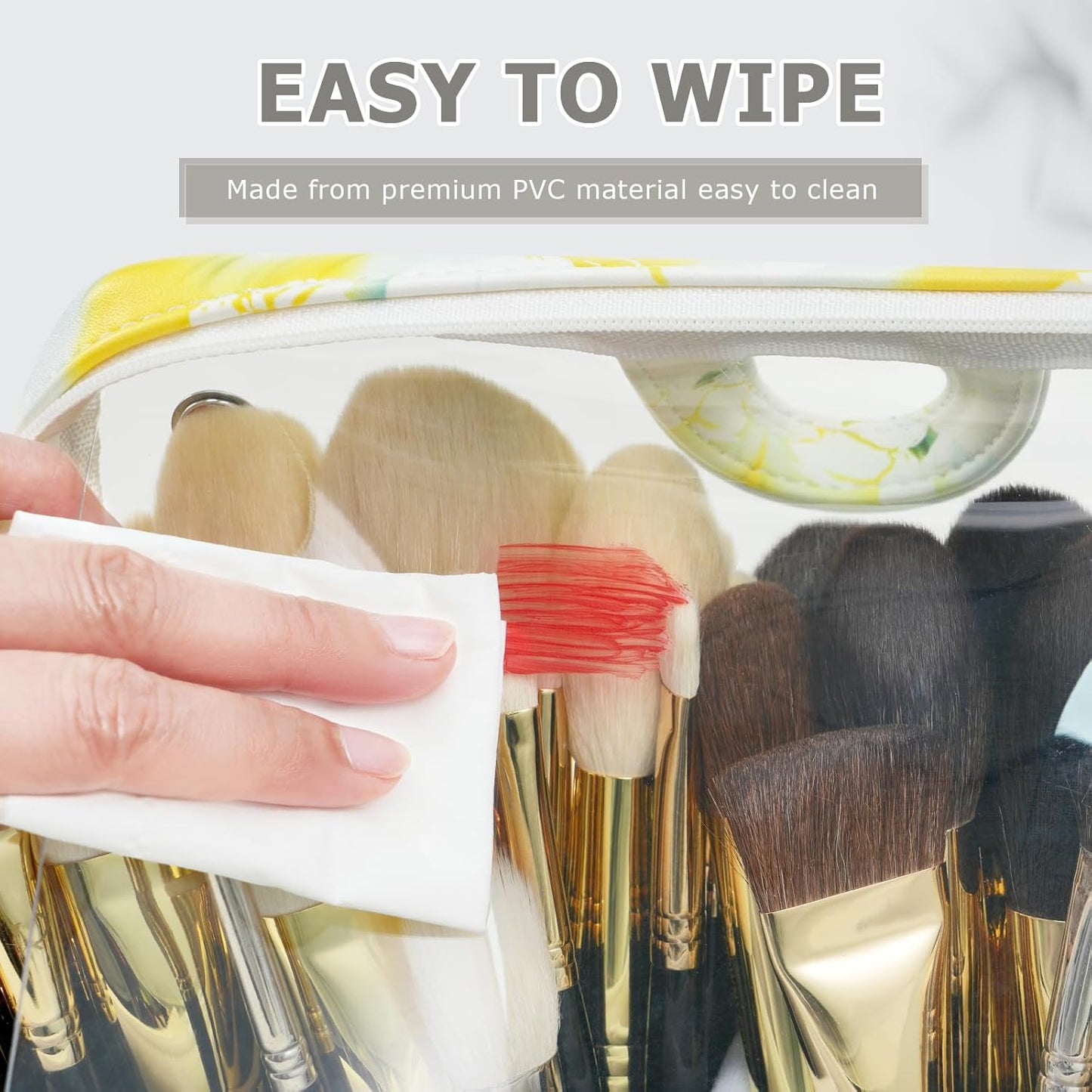 ROWNYEON Makeup Brush Bag, High Capacity Stand-Up Makeup Brush Holder, Travel Professional Cosmetic Bag Artist Organizer Bag Large Makeup Brush Case with Adjustable Divider (Brushes Not included)