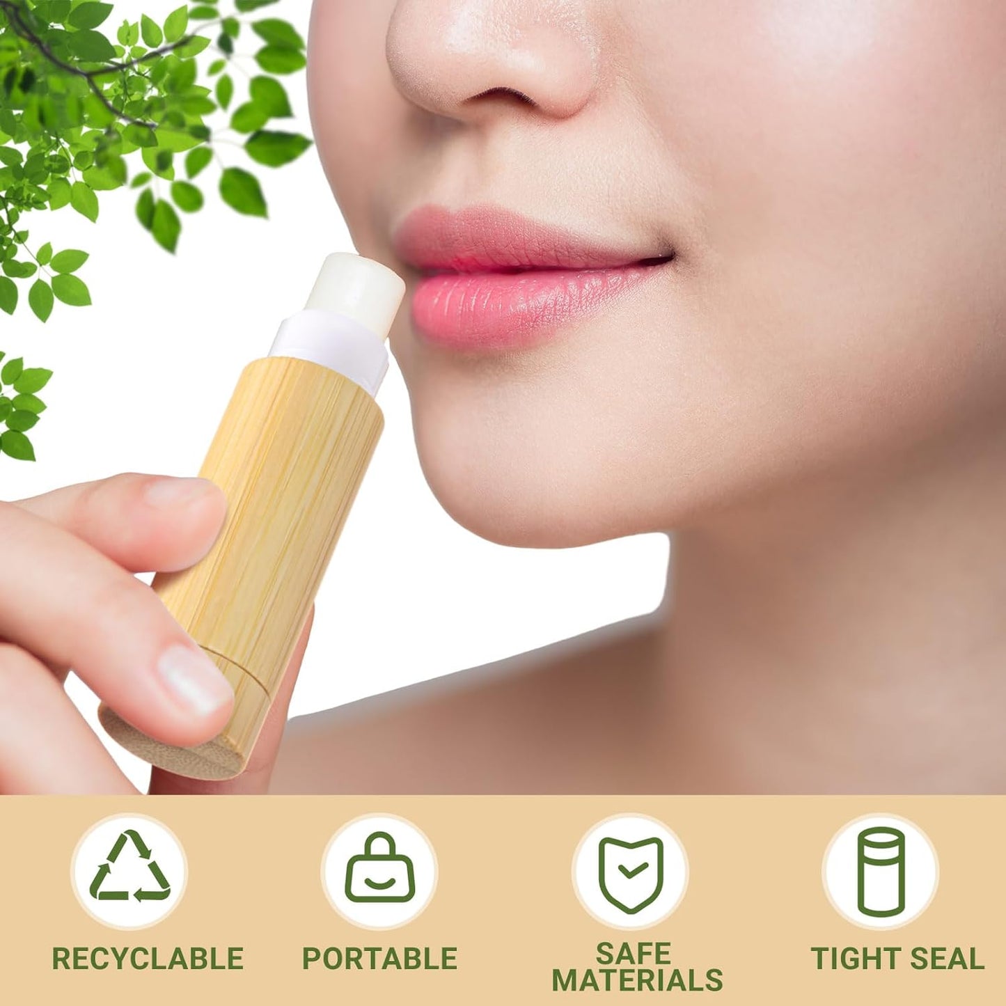 Leinuosen 36 Pcs Bamboo Empty Lipstick Tubes, Refillable 5g Lip Balm Containers with Rotable Plastic Inner for Women Girl DIY Cosmetic Lip Gloss Tubes for Lipstick, Deodorant, Solid Perfume, Makeup