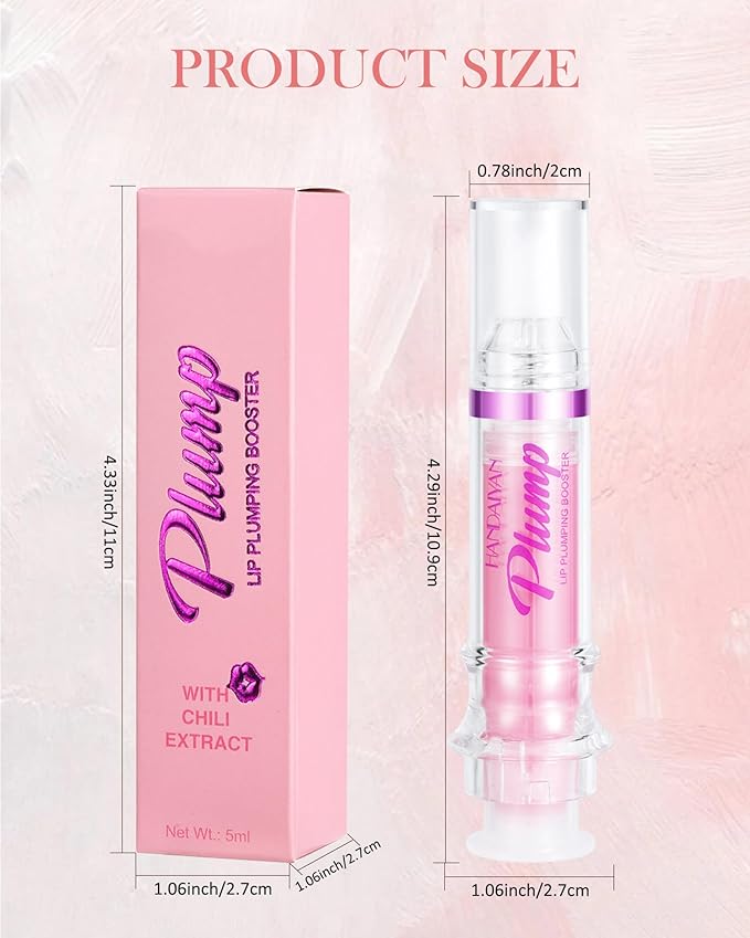 Spicy Lip Plumping Booster,Plumping Lip Oil with Chili Extract,High-Shine Smooth Fuller Lips,Hydrating Pink LIp Goloss Lip Glaze,Plump and Pout Lip Plumper Lipstick,Christmas Makeup Gift for Women-02#
