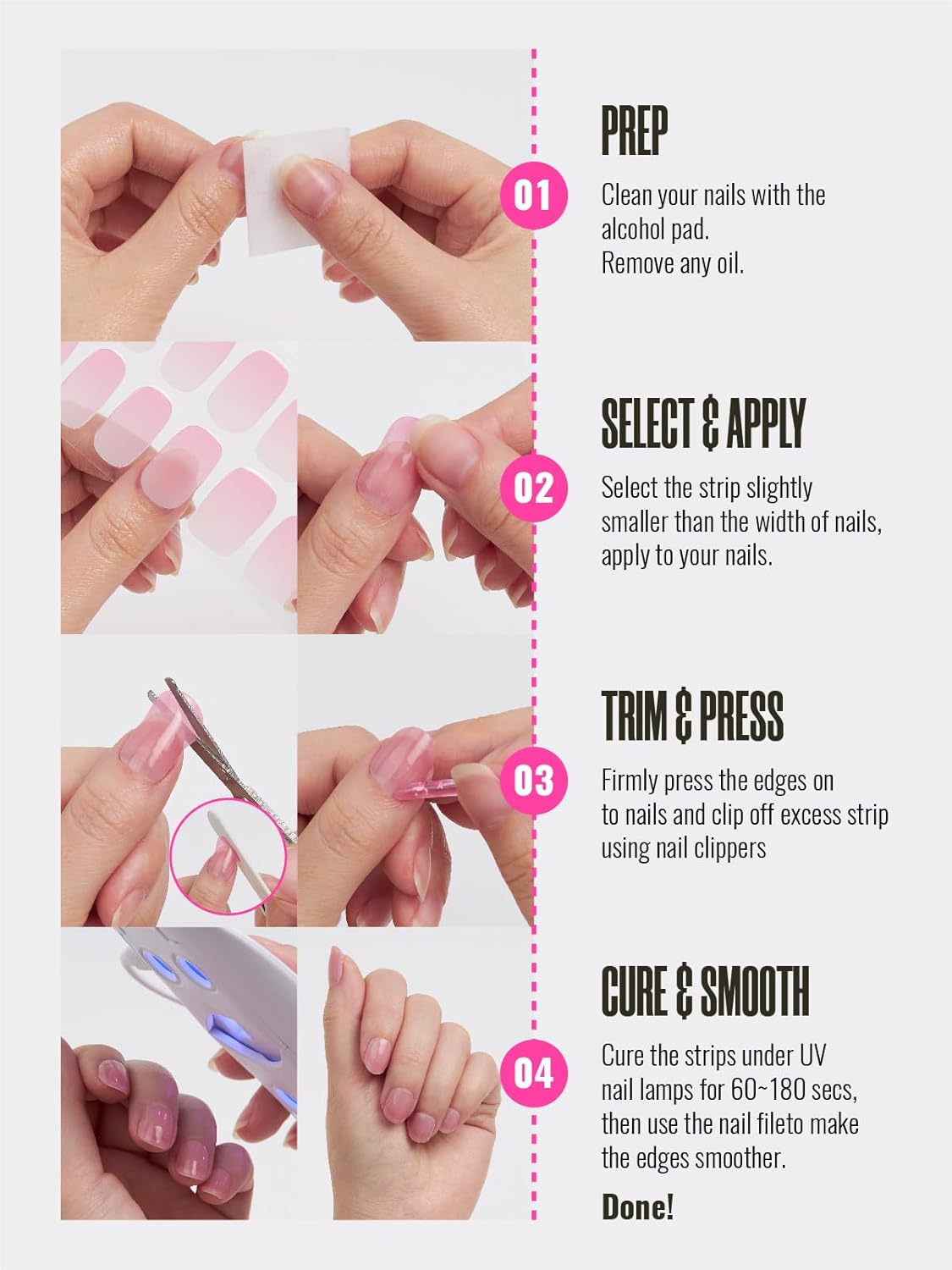 Semi Cured Gel Nail Strips, 30 pcs Gel Stikers, Wraps, Salon-Quality, Easy to Apply, 2 Weeks Long Lasting (Fly to The Sky)