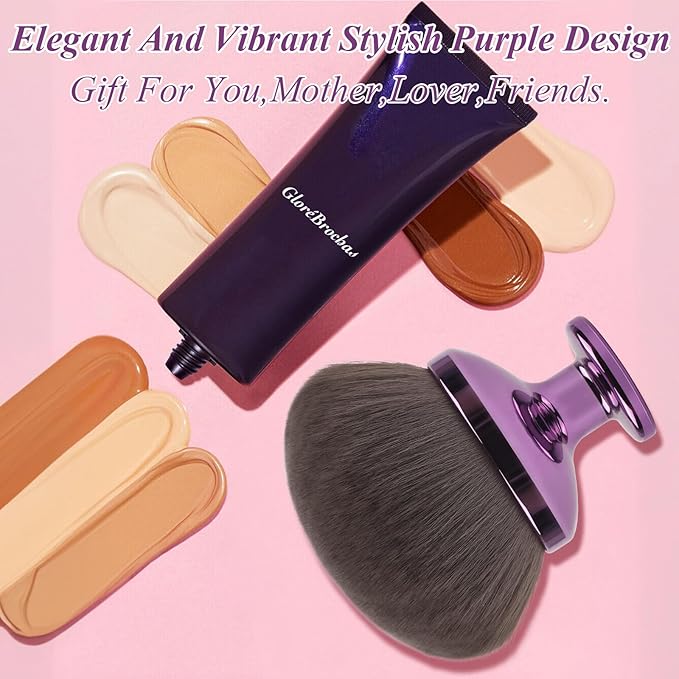 90MM Extra Large Self Tanner Kabuki Makeup Brush – Ultra Soft Dense Vegan Bristles for Body Makeup, Bronzer & Foundation–Applies Tanning Mousse, Lotion & Self Tanner,Wet & Dry (Purple)