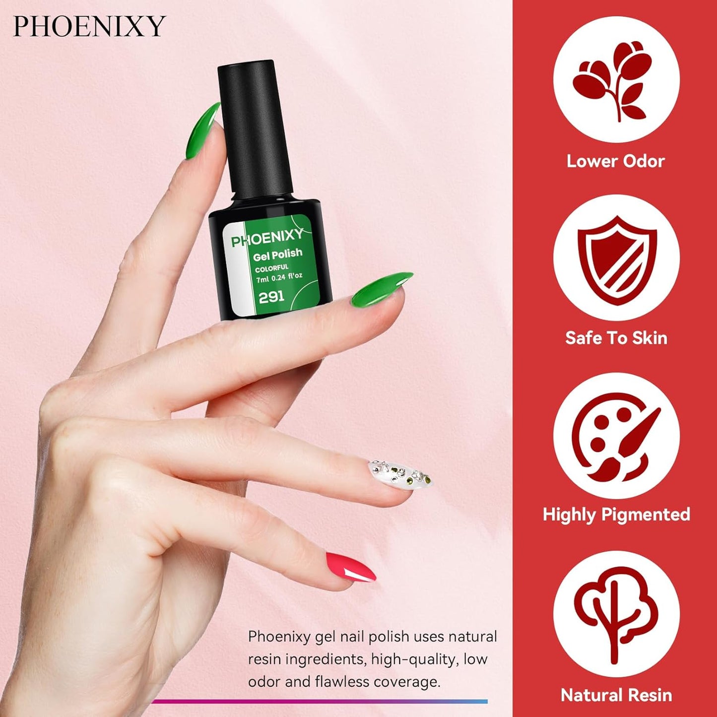 phoenixy Gel Nail Polish 30 PCS Gel Nail Polish Set Dark Color Collection Manicure Set for Women Matte Silver Gold Glitter Top Coat for Women - PCB9042