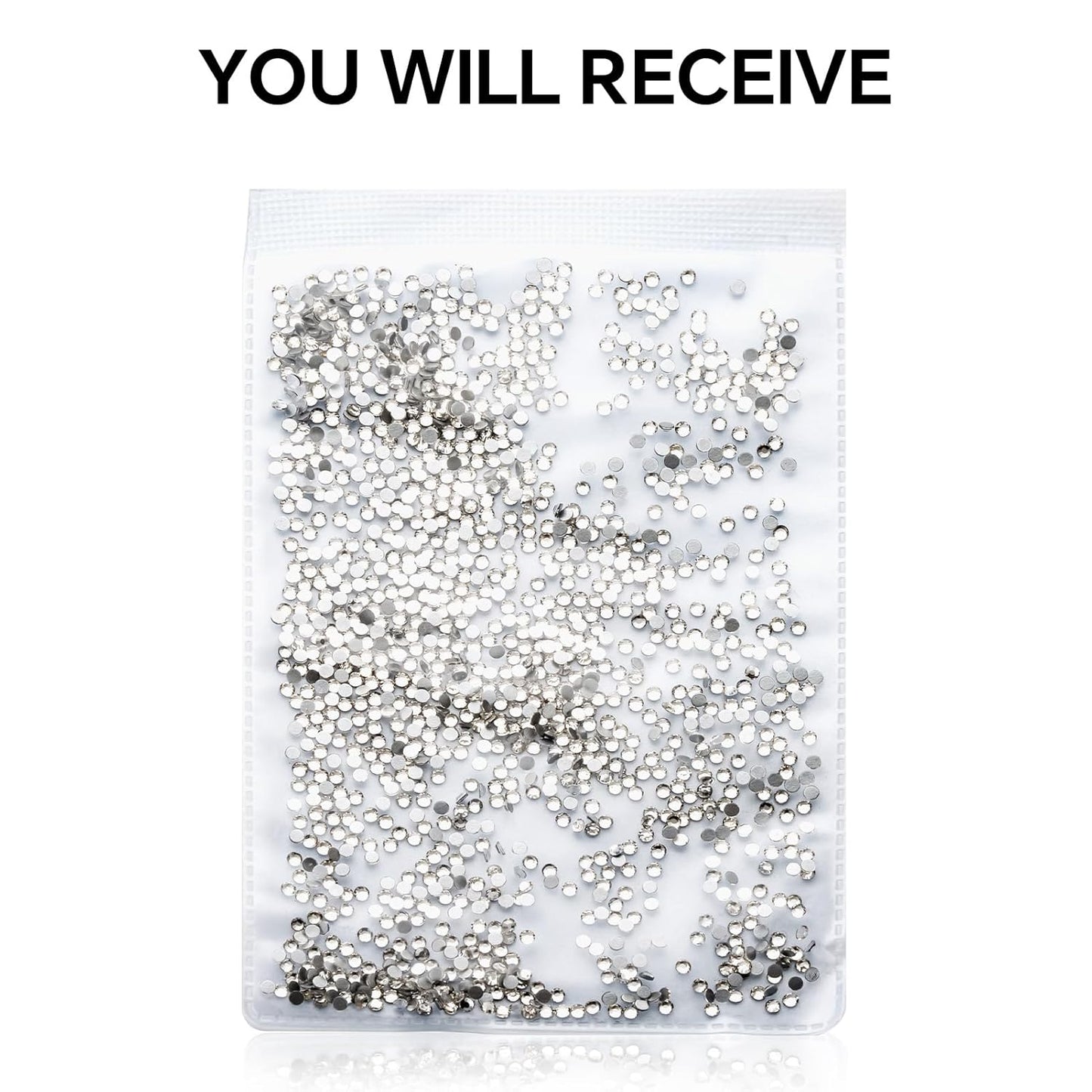 3000Pcs White Crystal Rhinestones,Glass Flatback Rhinestones Mini Gemstones for Nail Face Makeup Art Crafts Clothes Decoration -(SS6,2.0mm,White)