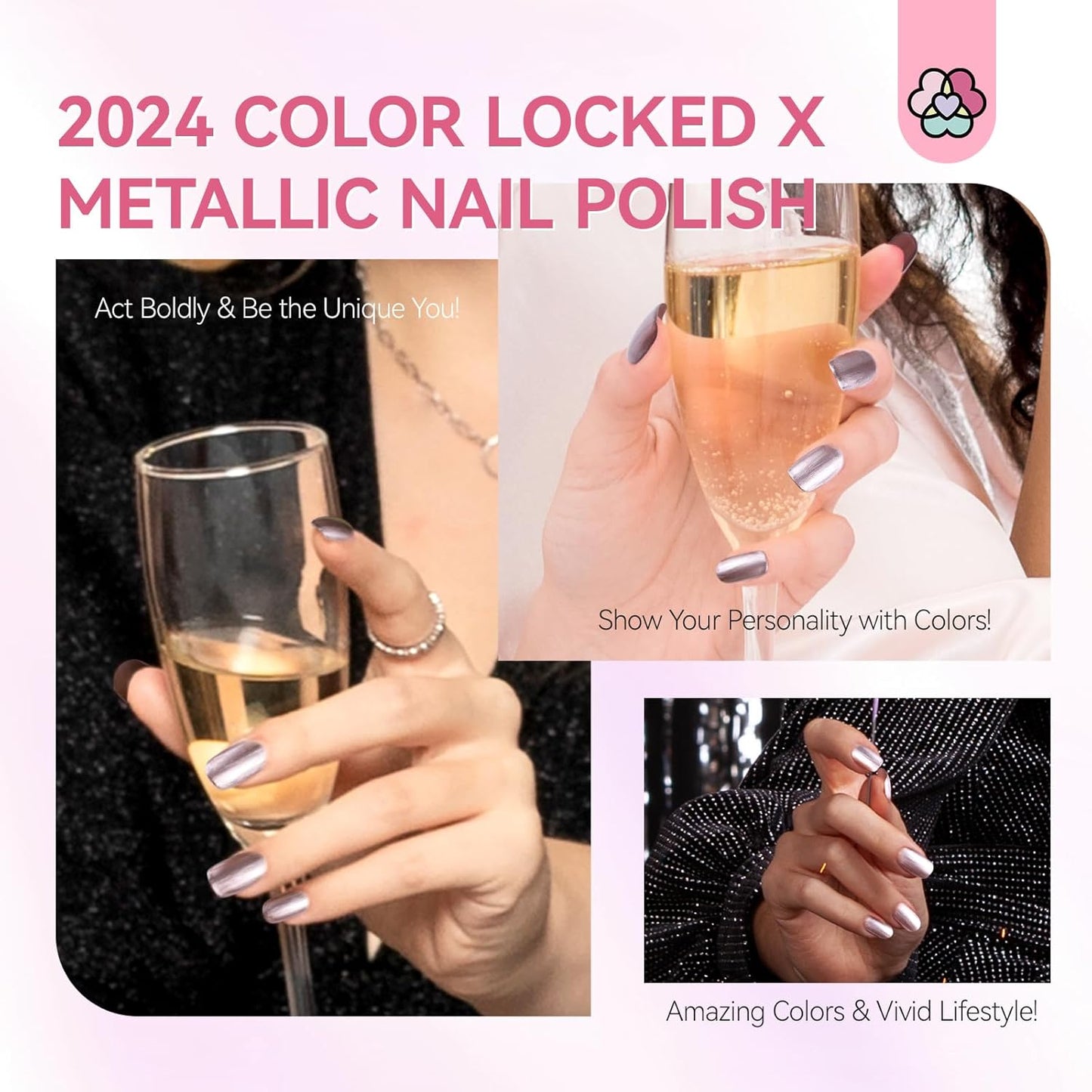 SAVILAND Metallic Nail Polish Rose Glod: Quick Dry Mirror Pink Nail Polish Regular Chrome Fingernail Polish Easy To Use & Remove No Curing Needed Bulk Nail Lacquer for Toes Nail Art DIY Home 0.34 oz