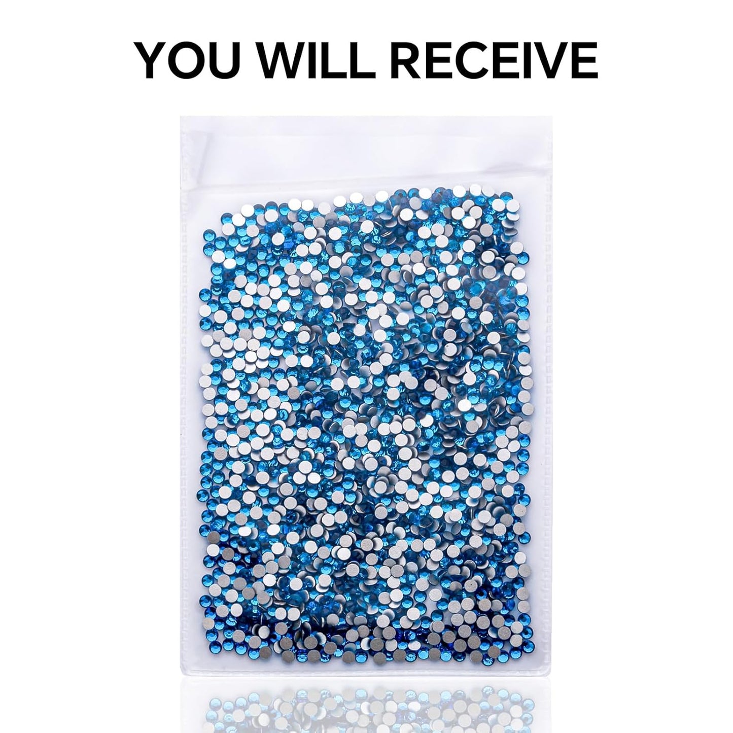 1440Pcs Blue Zircon Crystal Rhinestones,Glass Flatback Rhinestones Gemstones Mini for Nail Face Makeup Art Crafts Clothes Decoration -(SS10,2.8mm,Blue Zircon)