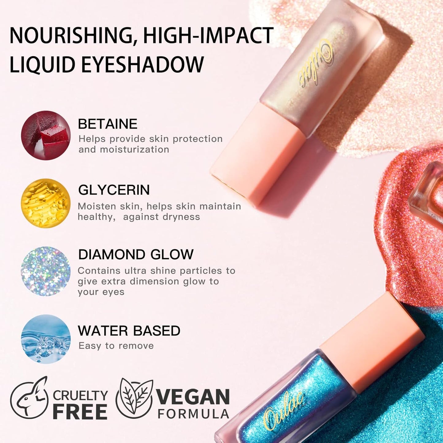 Oulac Liquid Glitter Eyeshadow - Green Shimmer Eyeshadow & Liquid Eyeliner - Non-sticky, One-Swipe Coverage with Quick-Drying, Crease-resistant Formula. Vegan & Cruelty-Free (11)