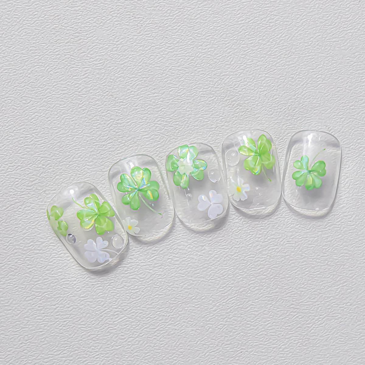 Shamrock Nail Stickers Shell Light St Patricks Day Nail Art Holographic Shamrock Nail Decals Green Clover Stickers for Nails Self Adhesive Nail Art Supplies & Decorations for Women Girls 1 Sheet