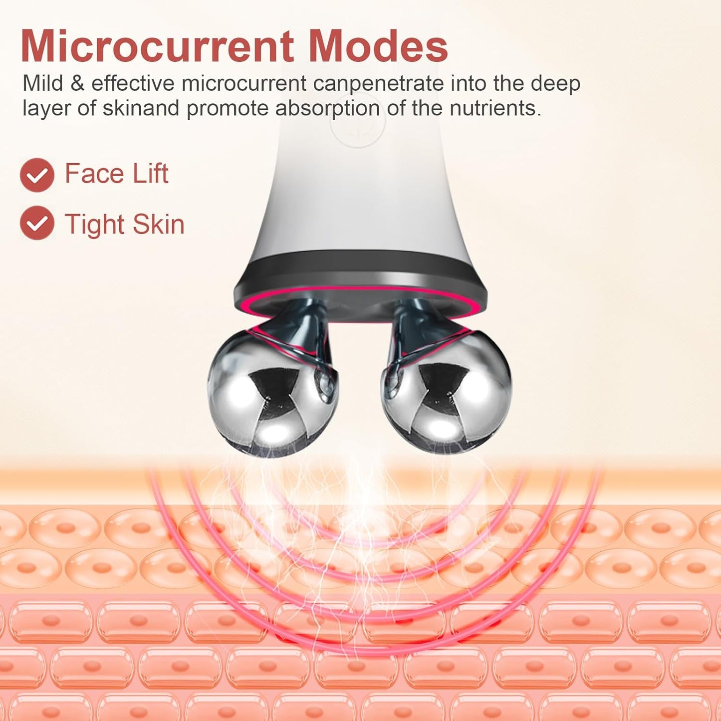 Microcurrent Facial Device - Electric Face Lifting & Toning for Face & Neck for Mother & Companion - Handheld Skin Care Device (White)