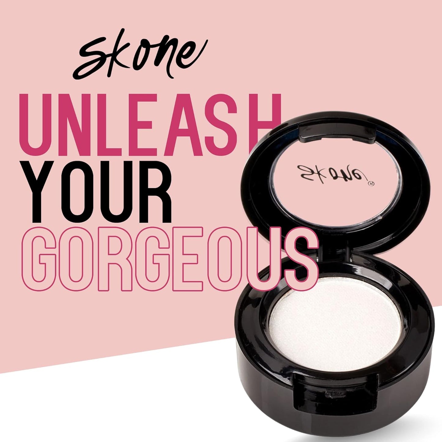 Skone Cosmetics Gems Eye Shadow, Highly Pigmented, Longwear Eye Makeup, Single Eyeshadow with Pro Shimmery Finish - Ultra-Blendable, Slightly Shimmer Shades - White Eyeshadow - Love