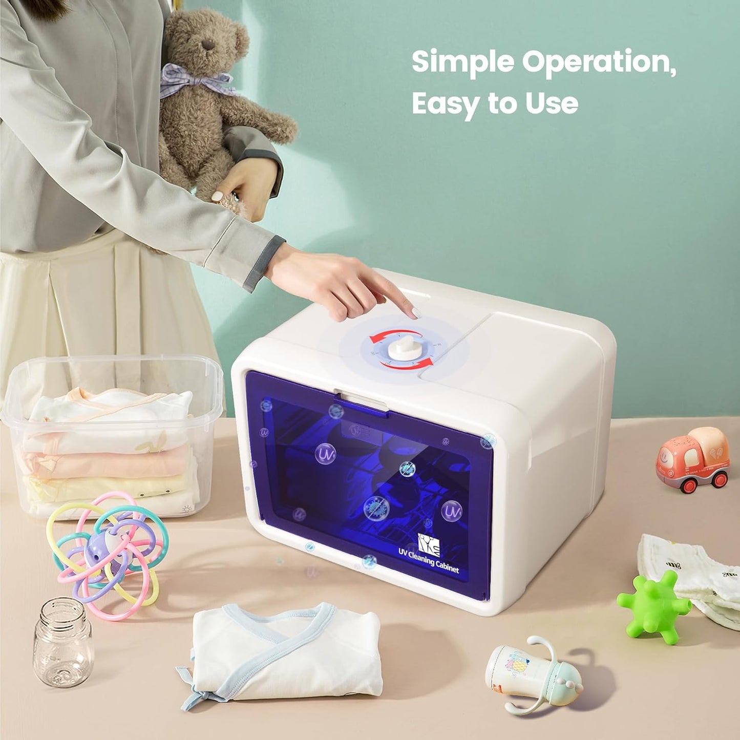 UV Light Nail Tool Cleaning Box,10L Cleaning Supplies for Barber, Multi-Functional Nail Cleaner Box Cleaning Cabinet for Spa Beauty or Home Use