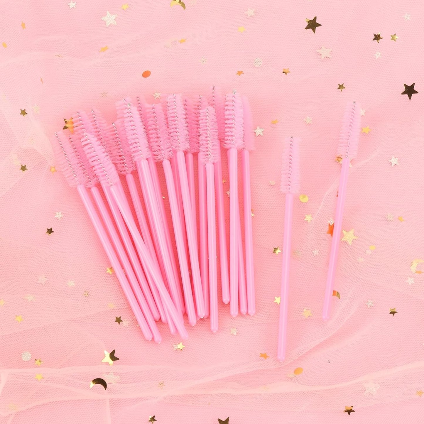 Tbestmax 500 Disposable Mascara Wands Eyelash Brush Pink Spoolies for Eyebrow Eye Lash Extension