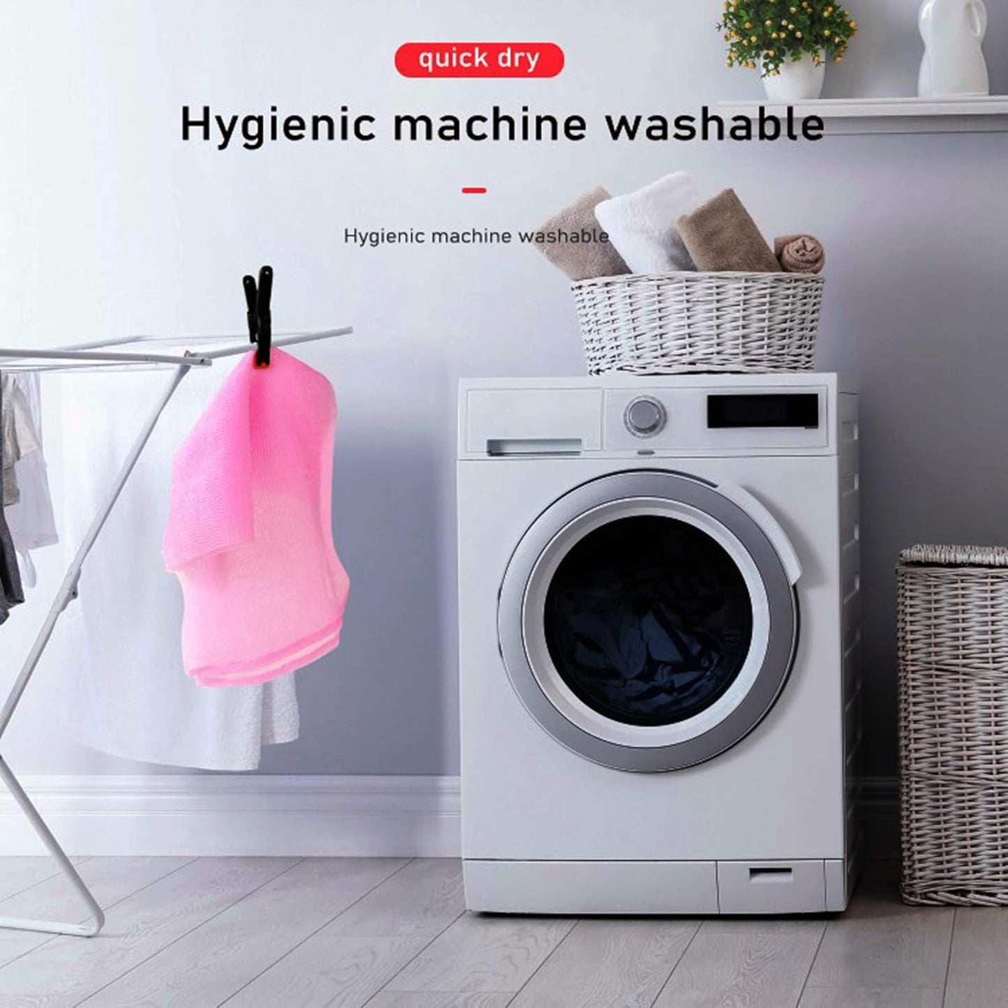 ARCH&M 35-Inch Exfoliating Back Scrubber (3 Pack), Japanese Nylon Beauty Washcloth for Shower, Korean Body Towel for Deep Exfoliation, Removes Dead Skin, Off-White