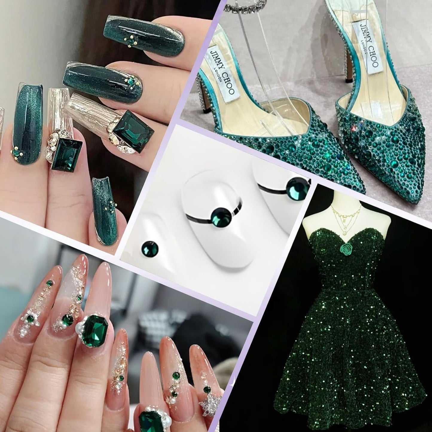 2000PCS SS20 Flatback Rhinestones | 12-Facet Diamond-Cut Glass Gems for Nail Art, Clothing, DIY Crafts |Glue-On Decoration Stones with Silver Backing(Emerald)