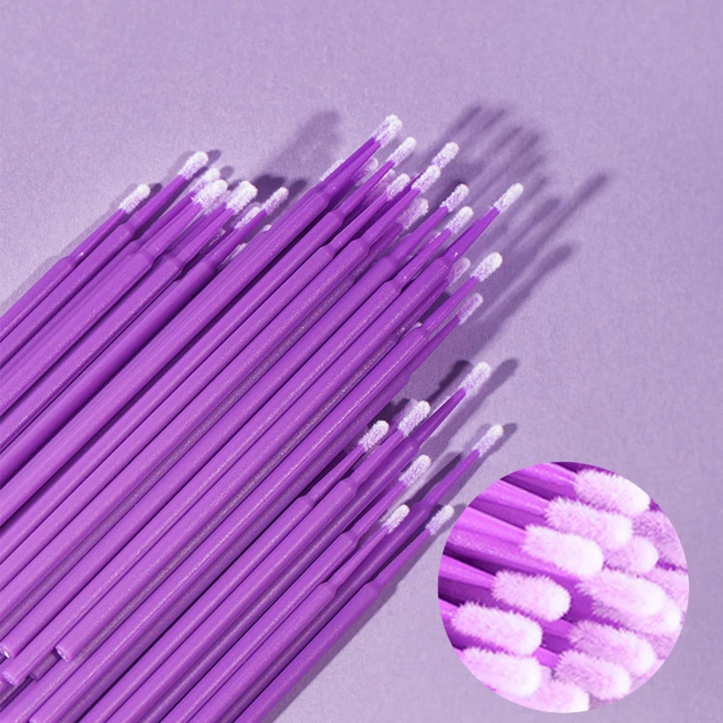 600PCS Microswabs for Eyelash Extensions,Micro Applicators Brush for Cleaning and Applying Make-up Purple (Head Diameter: 2.0mm)