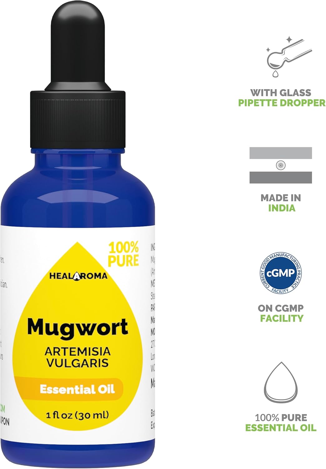 Mugwort Essential Oil 30 ml - 1 oz - Pure & Natural - with Pipette Dropper