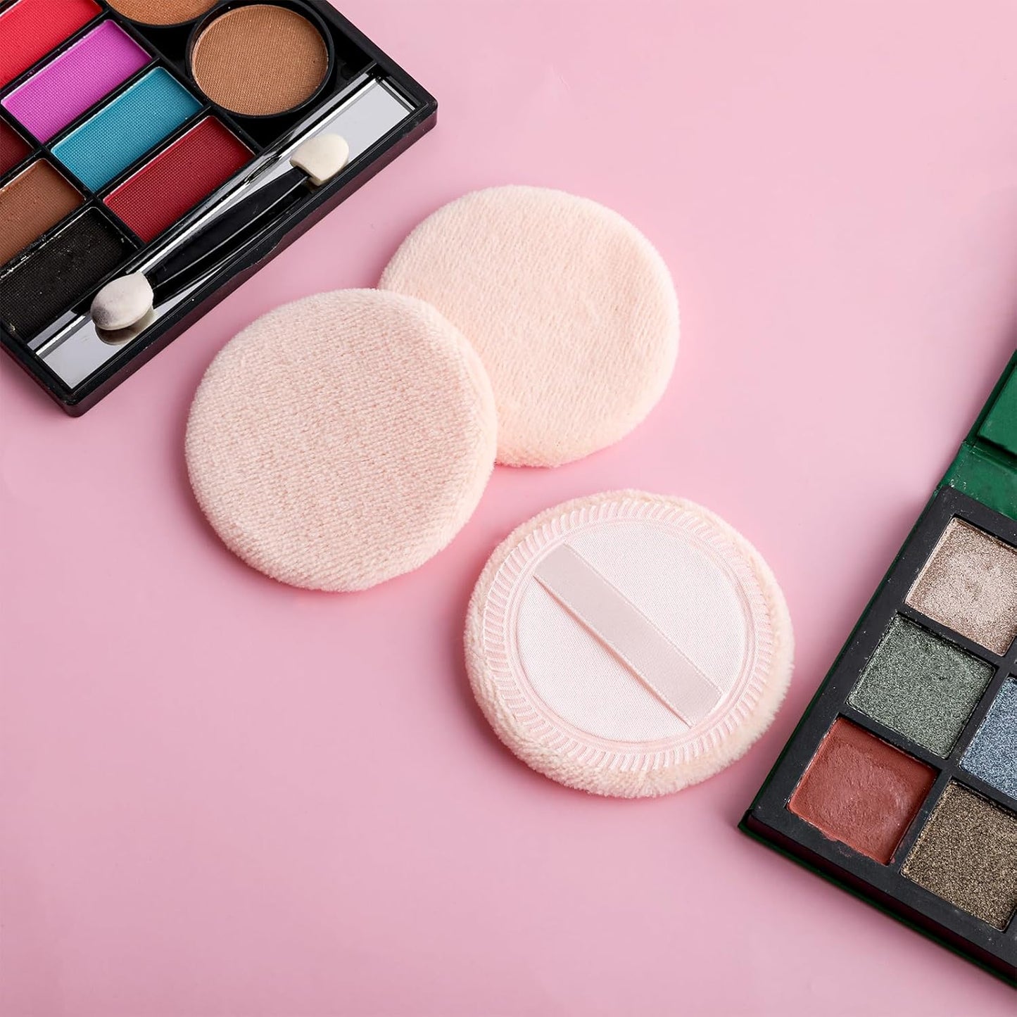 12PCS Makeup Powder Puffs Pink Cotton Powder Puffs Round Powder Puff for Makeup Face Powder Velour Puffs for Loose Powder Washable (pink+skincolor-12pcs)