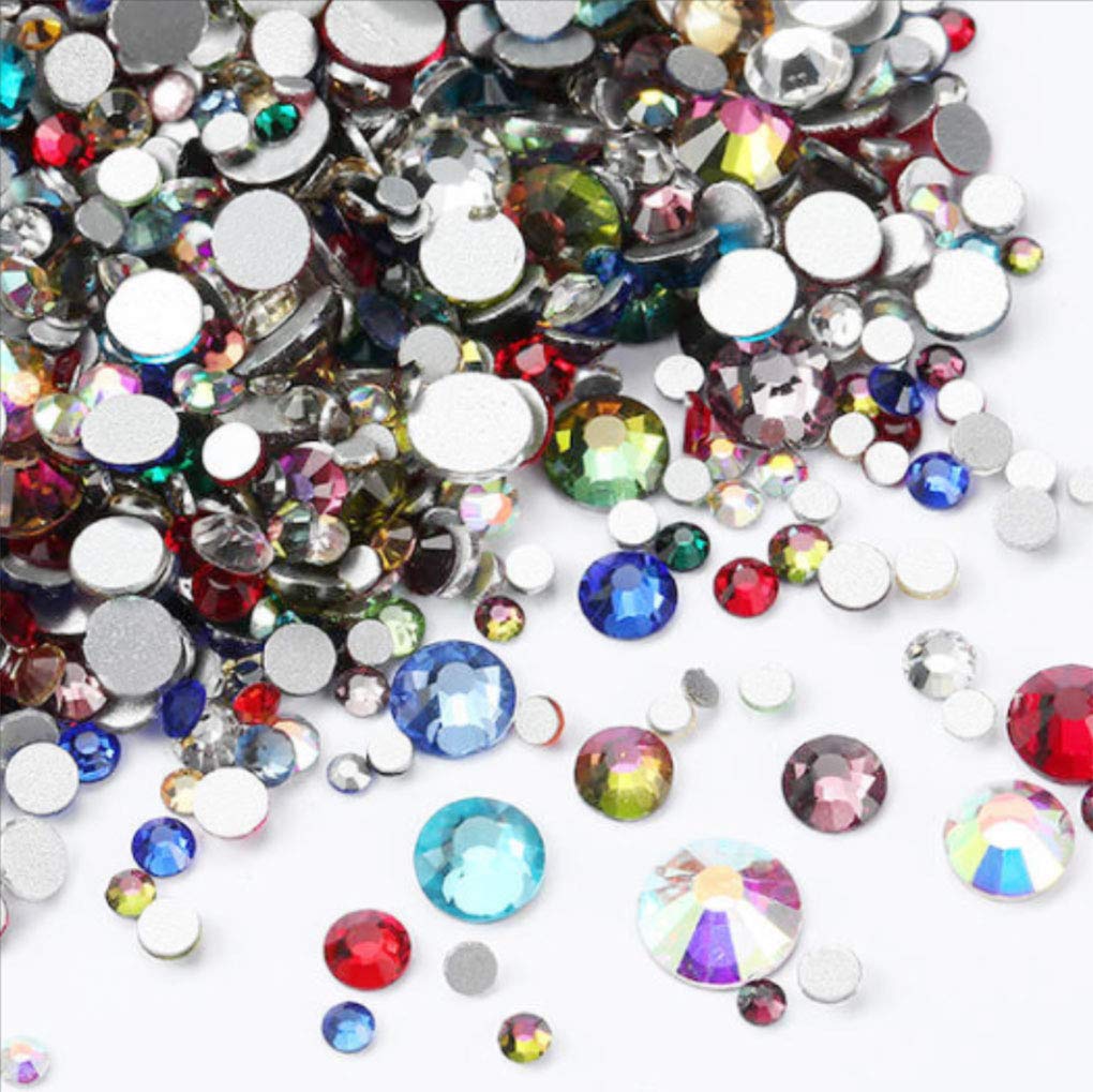 Rhinestones flat back gems round DIY decorative Nail Face and apparel accessories ss3-20 mix size(1440pcs mixed color)