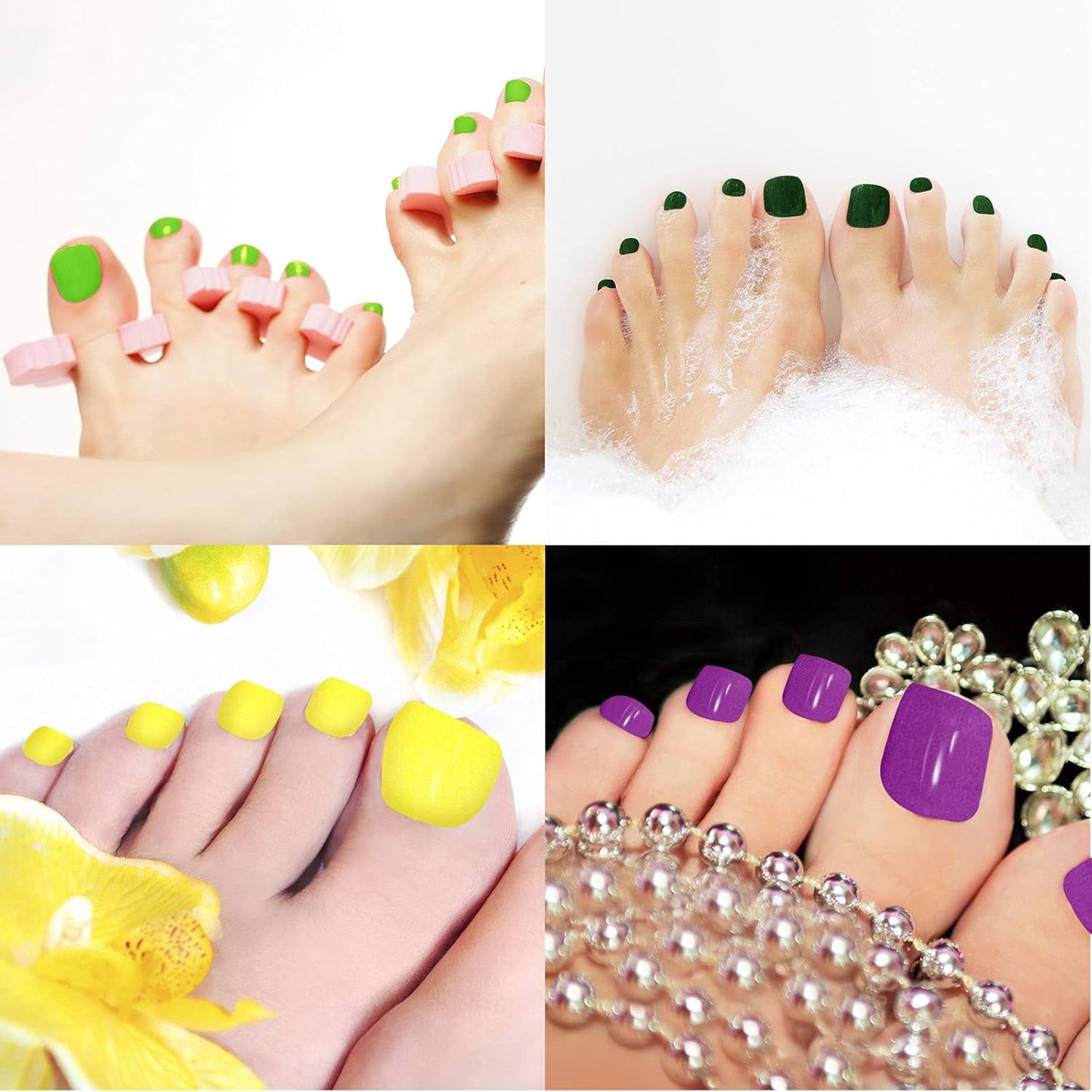 Maitys 352 Pieces 16 Sheets Toenail Polish Stickers Strips Adhesive Toe Nail Wraps Full Wraps Polish Strips DIY Manicure Decal with 2 Pieces Nail Files(Vibrant Color)