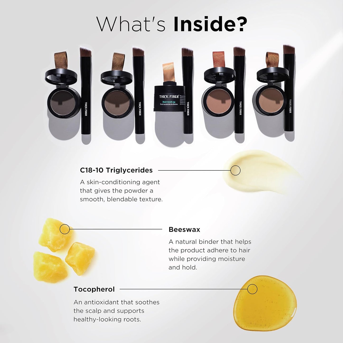 THICK FIBER Root Touch Up Powder for Thinning Hair Women - Water & Sweat Resistant Hair Loss Concealer Set with Brush (Blonde)