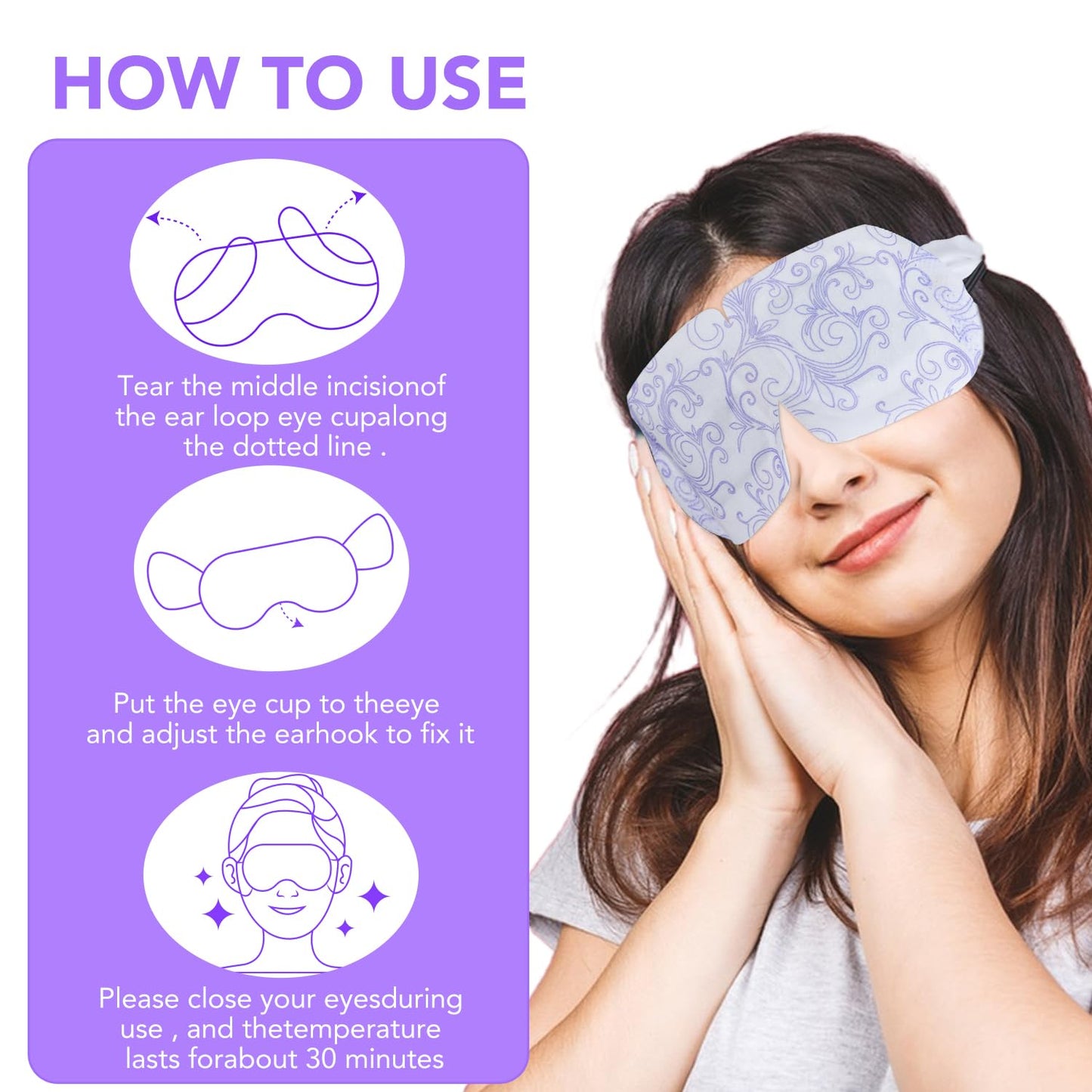 XPCARE 48 Pack Steam Eye Masks for Dry Eyes, Self Heated Steam Warm Eye Mask, Disposable Heated Eye Mask for Dark Circles, Puffy Eyes, Relief Stress Eye Fatigue(Lavender)