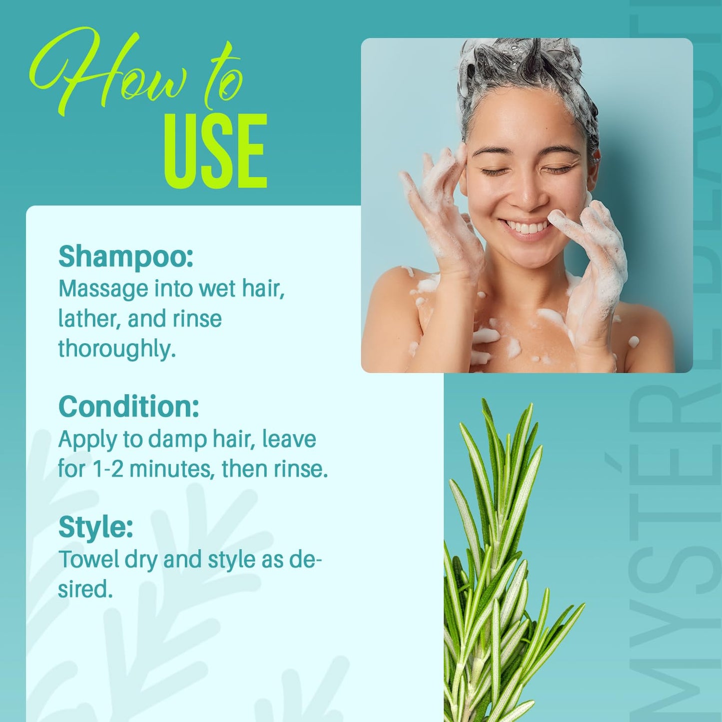 MYSTÈRE BEAUTÉ Rosemary Chelating Shampoo and Conditioner Set – Sulfate Free Hard Water Hair Care with Biotin, Keratin & Tea Tree – Clarifying & Strengthening Duo for Hair Growth – 16 oz Each