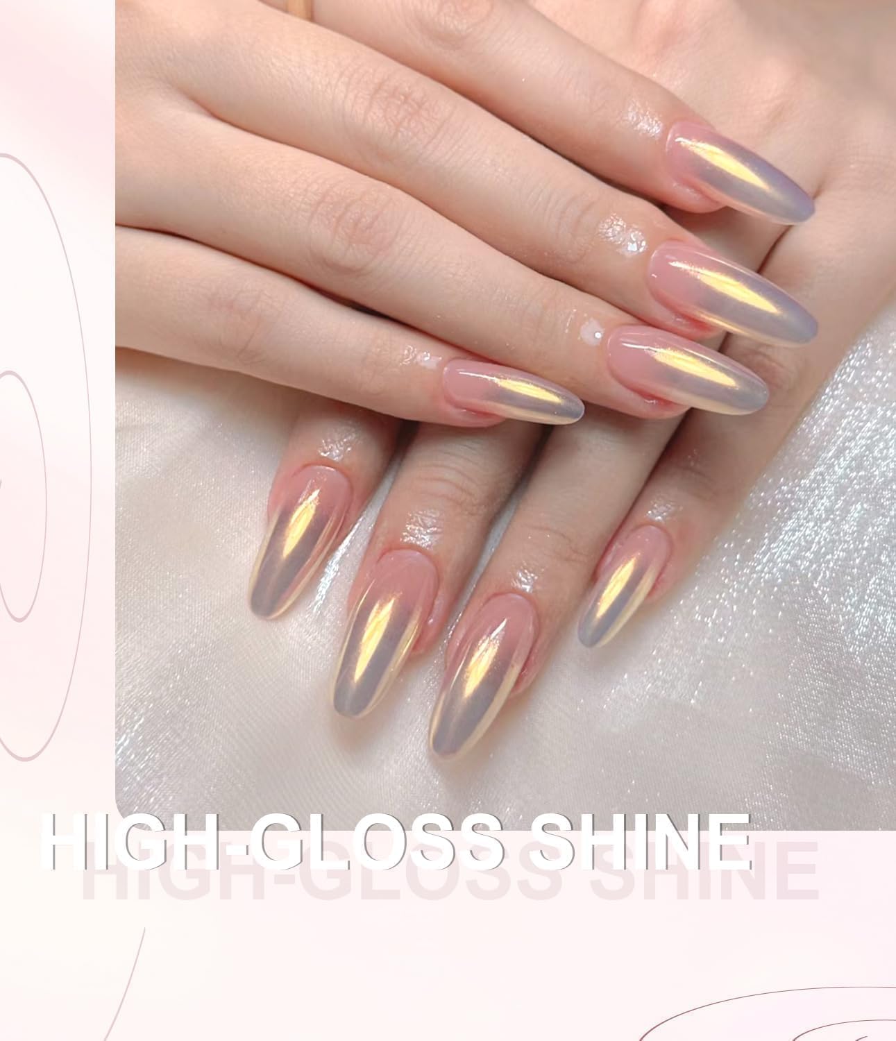 6Pcs Chrome Nail Powder Set - Metallic Mirror Effect Holographic Nail Powder Gold Silver White Nail Chrome Powder for Nails Art Decoration