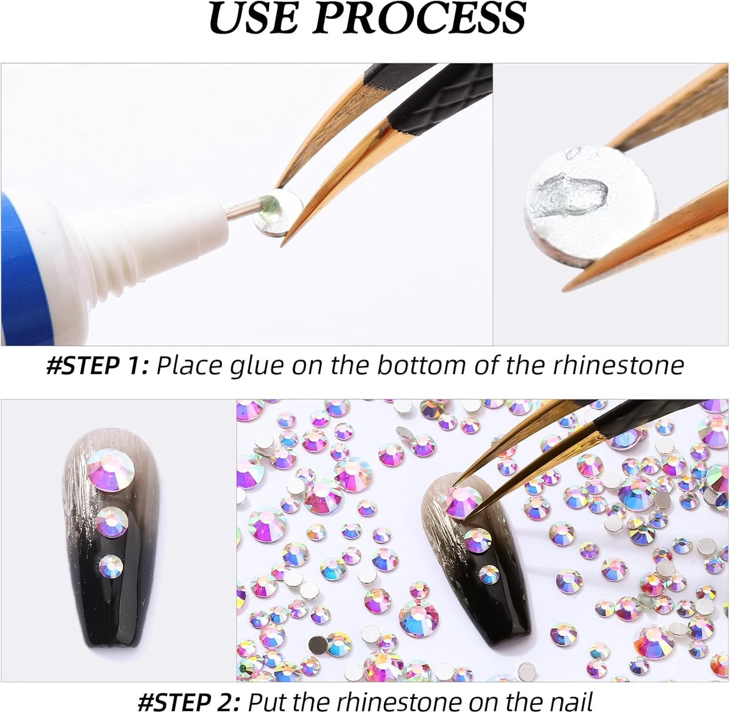 Crystal AB Flatback Rhinestones, Glass Rhinestones for Nail Art and Craft, Glue Fix, Loose Crystal Gemstones(Crystal AB, SS3, 1440pcs, 1.3-1.4mm)